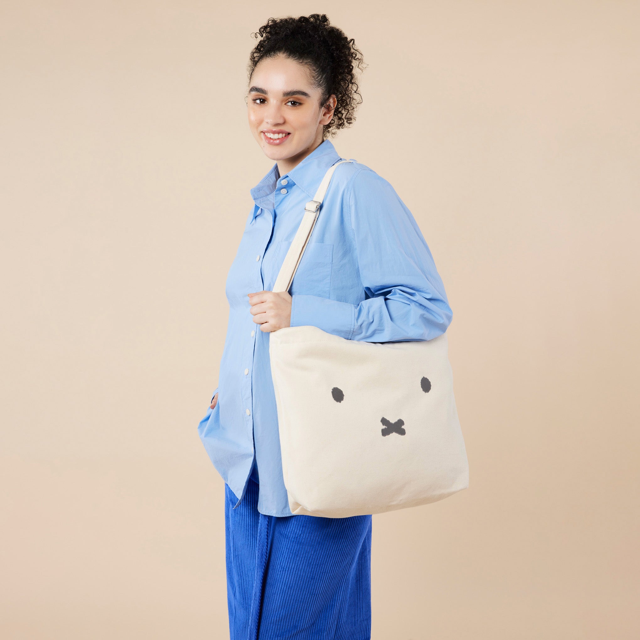 Miffy Recycled Cotton Zip Tote Bag with Adjustable Strap