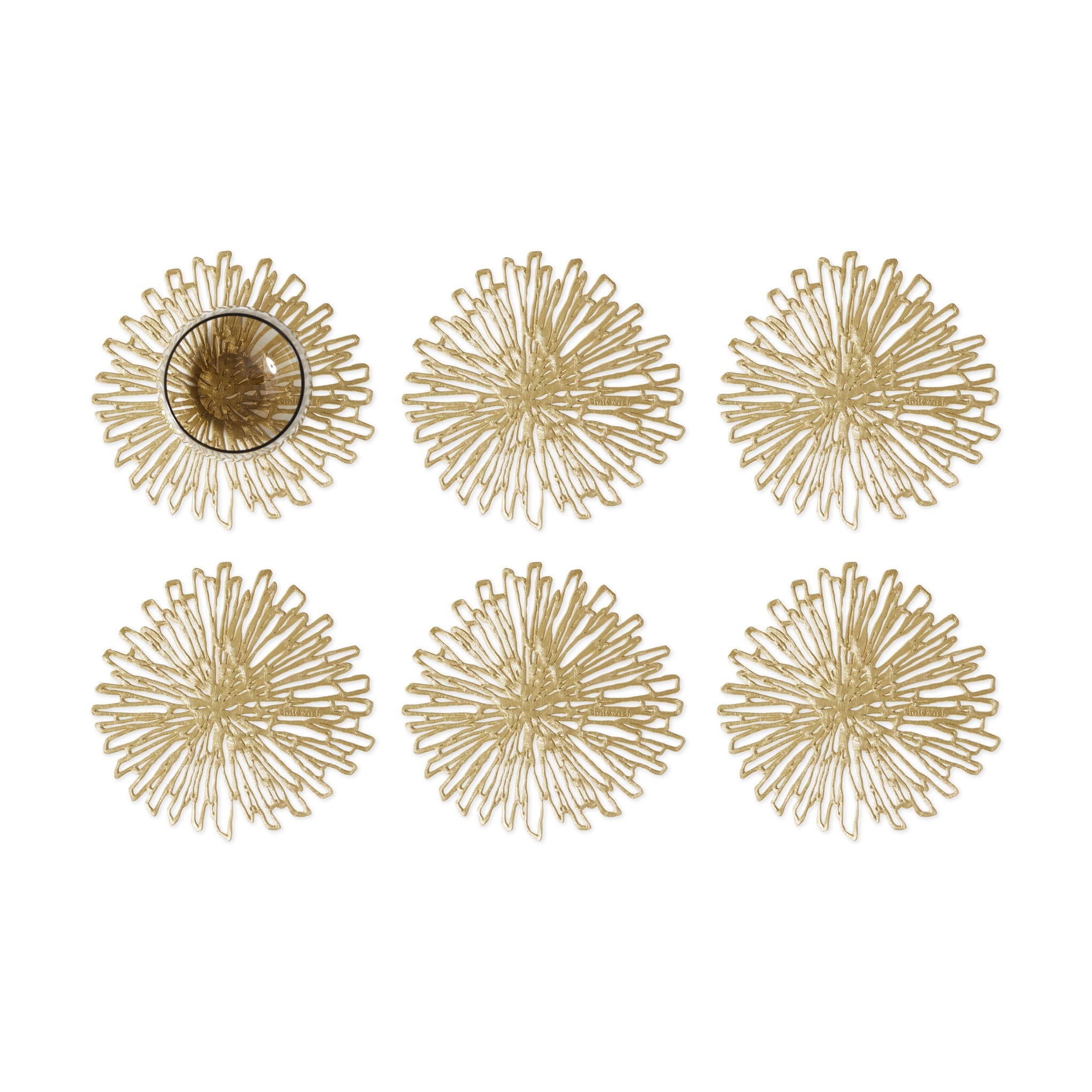 Chilewich Gilded Bloom Coasters - Set of 6 Vinyl Drink Mats
