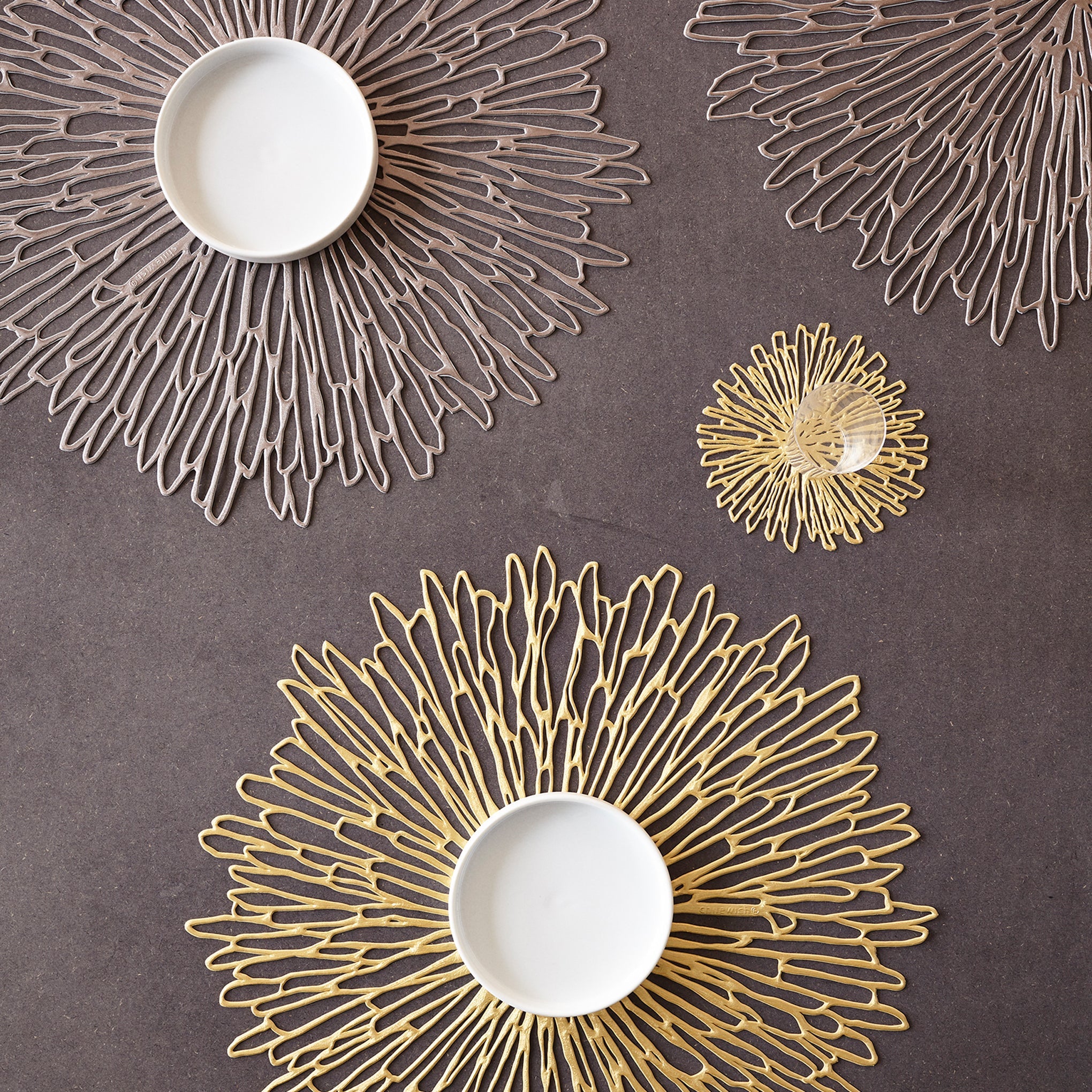 Chilewich Gilded Bloom Coasters - Set of 6 Vinyl Drink Mats