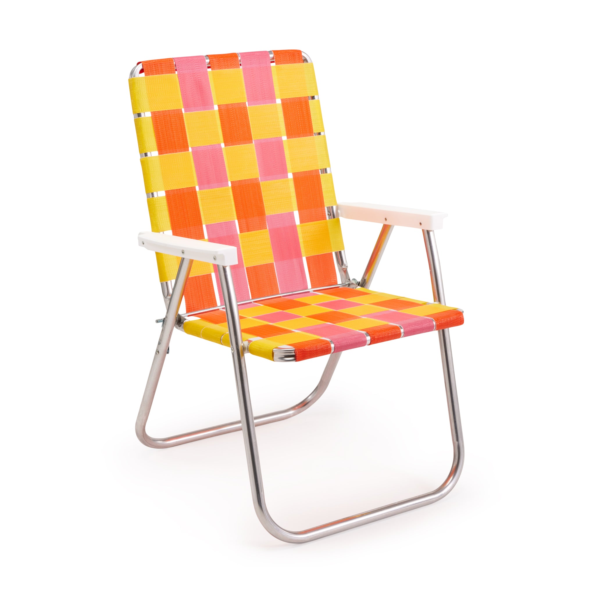 Classic Folding Lawn Chair - Handcrafted Aluminum Frame, Sunset