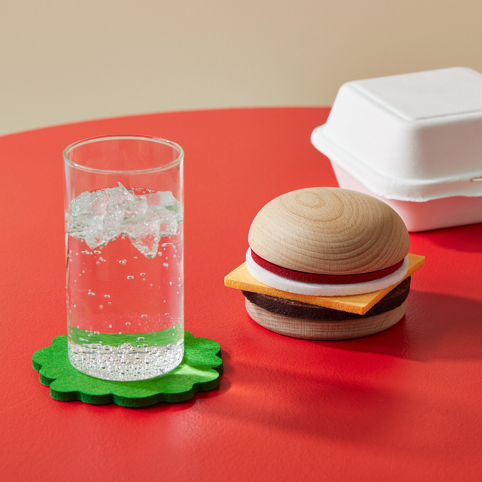 Cheeseburger Coasters Set - 5 Felt Drink Coasters for Cocktails