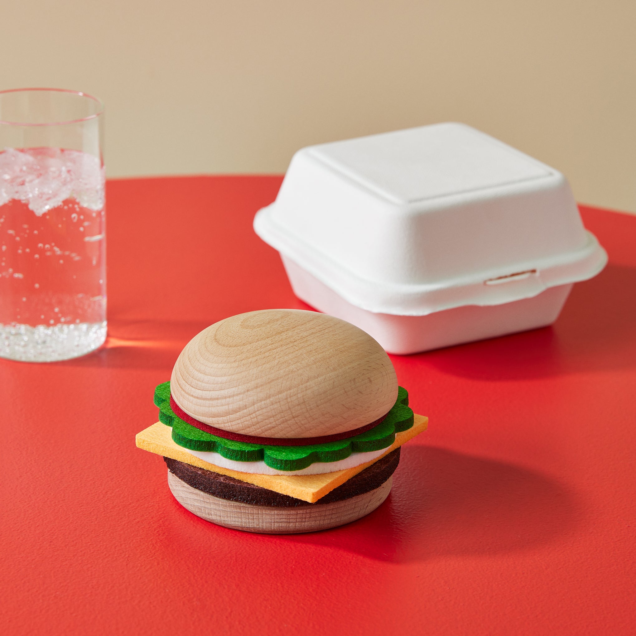 Cheeseburger Coasters Set - 5 Felt Drink Coasters for Cocktails