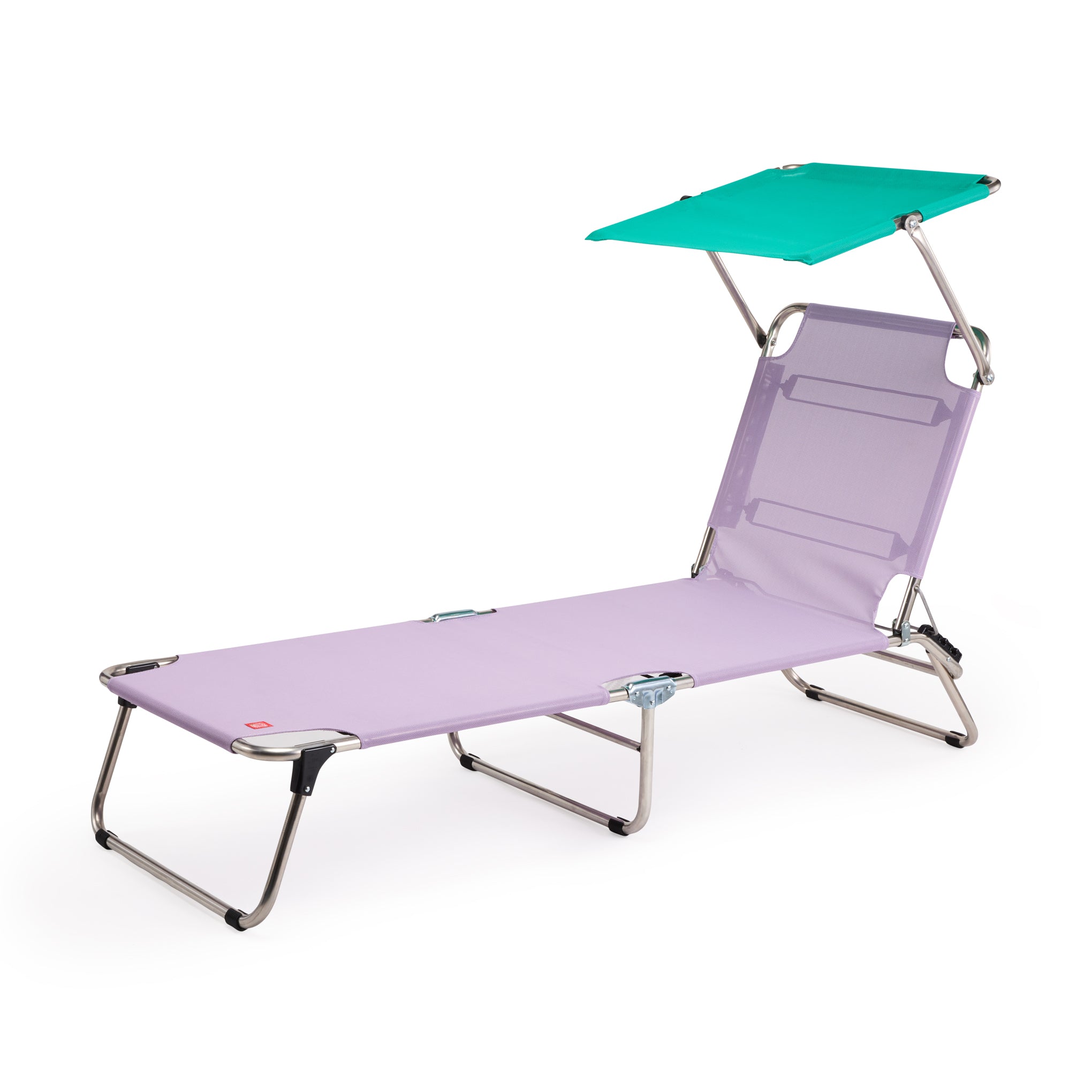 Amigo Adjustable Outdoor Lounge Chair with Sun Shield - Lilac/Teal