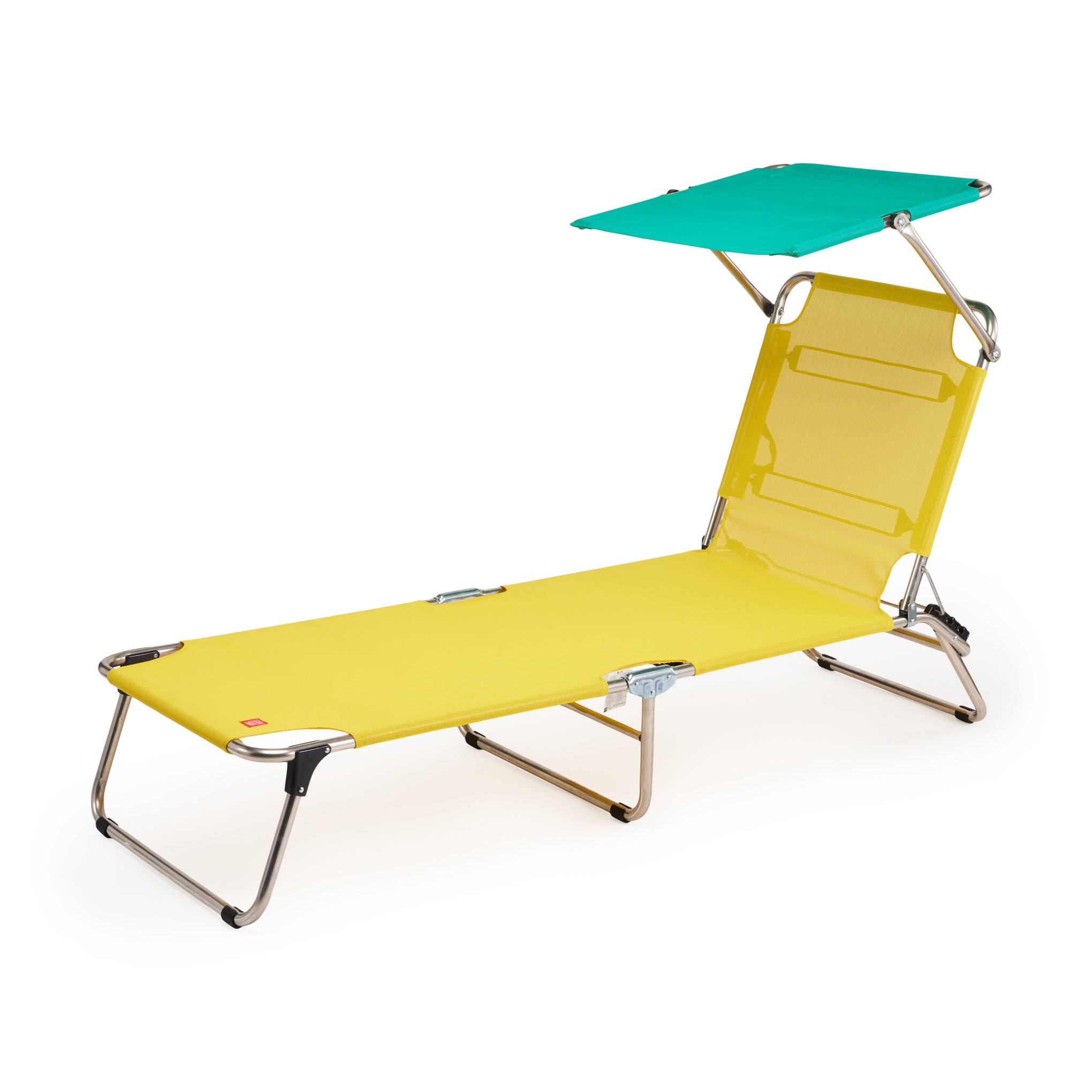 Amigo Outdoor Lounge Chair with Adjustable Sun Shield - Yellow/Teal