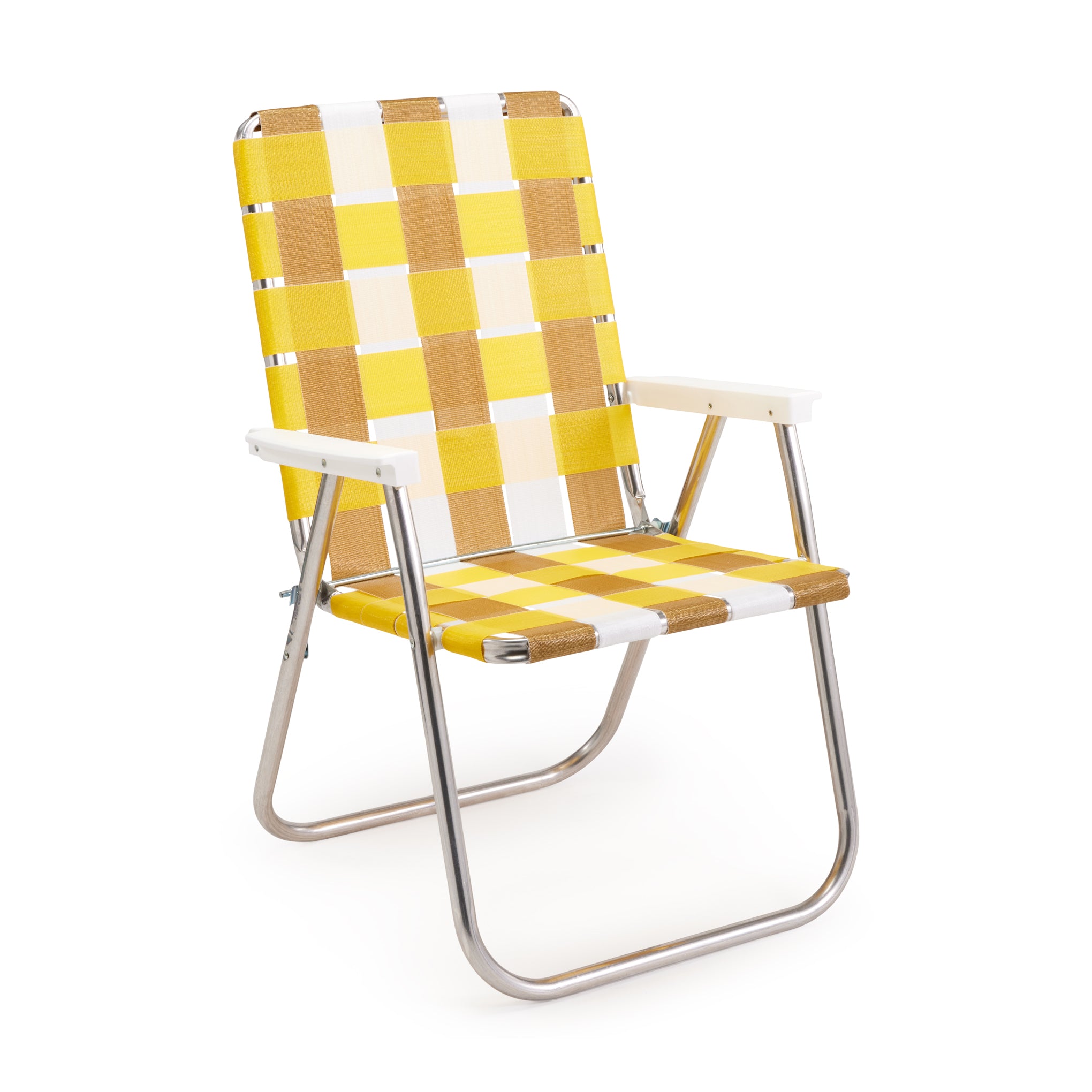 Classic Folding Lawn Chair - Lightweight Aluminum Frame, Champagne