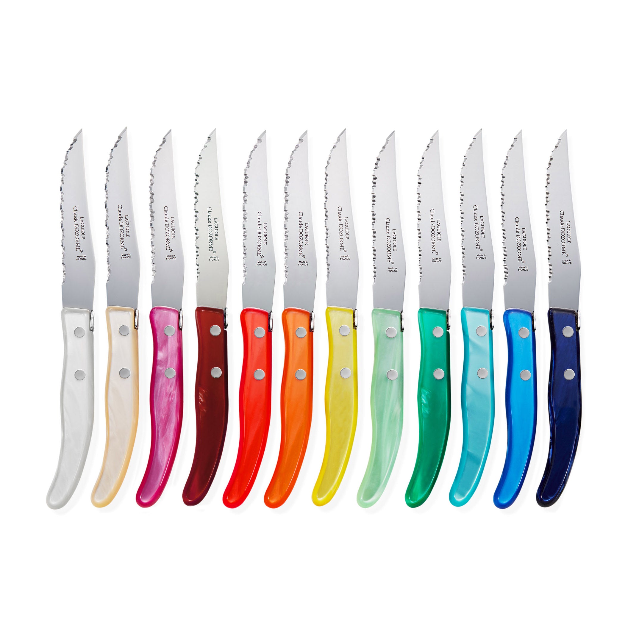 Rainbow Steak Knives Set of 12 - Handcrafted in France by Dozorme