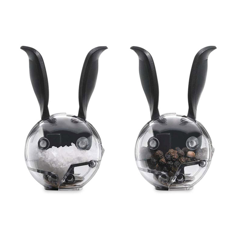 Bunny-Shaped Magnetic Salt and Pepper Grinders - Black