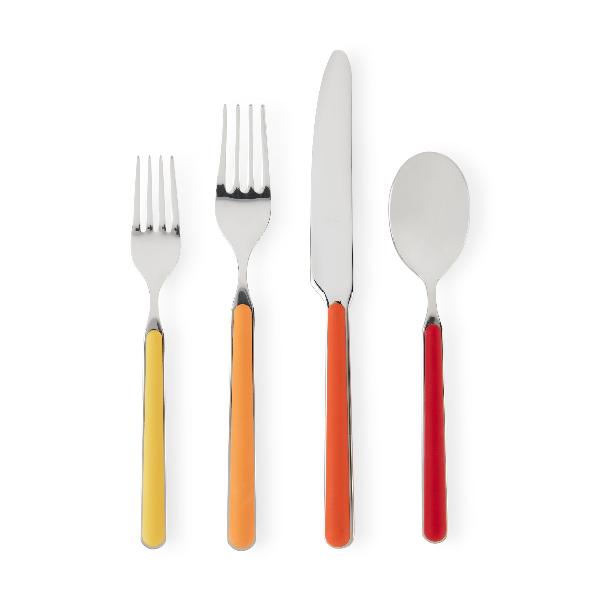 Fantasia Italian Stainless Steel Flatware Set - 4-Piece Colorful Dishwasher-Safe