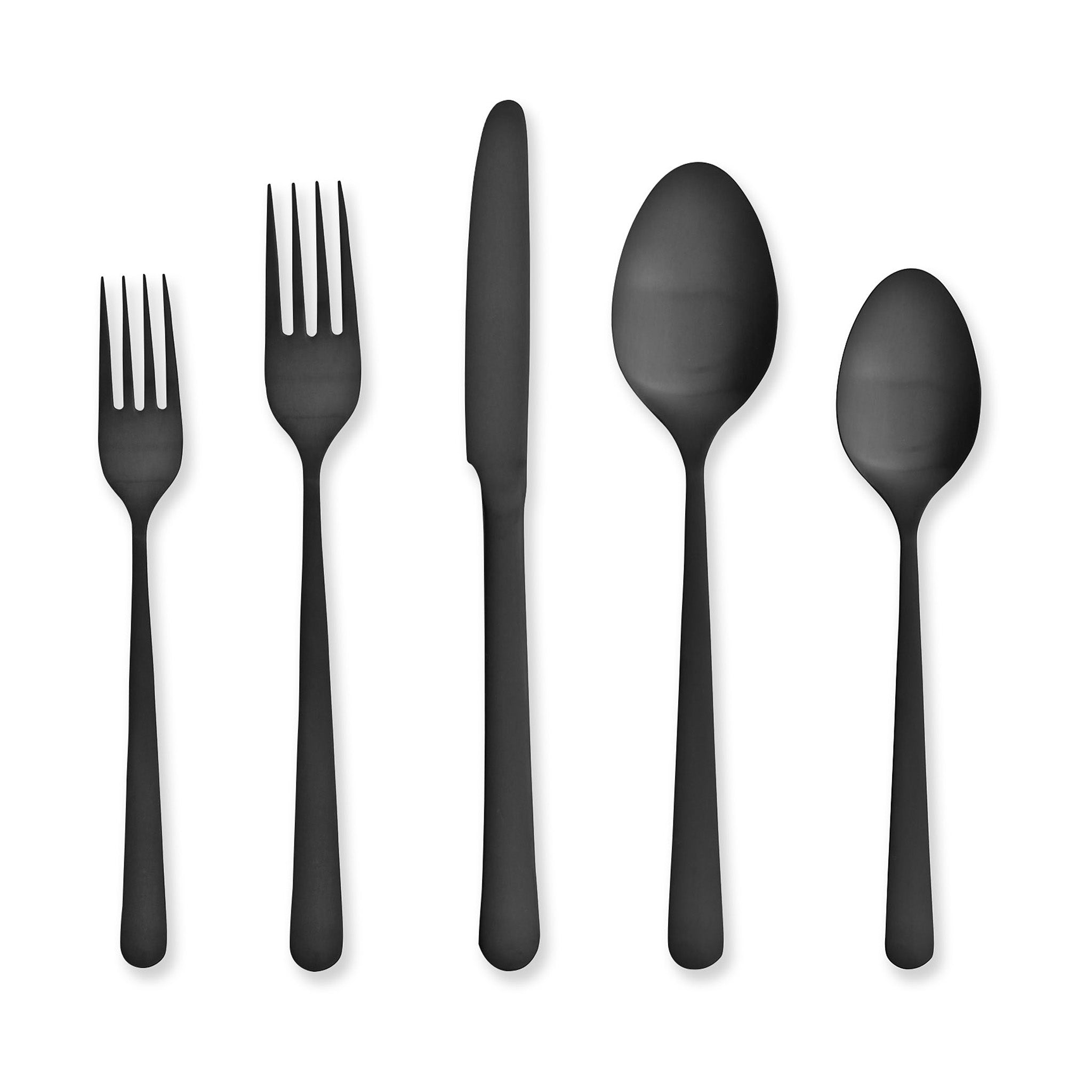 Scandinavian Matte Black Flatware Set - 5-Piece Handcrafted Cutlery