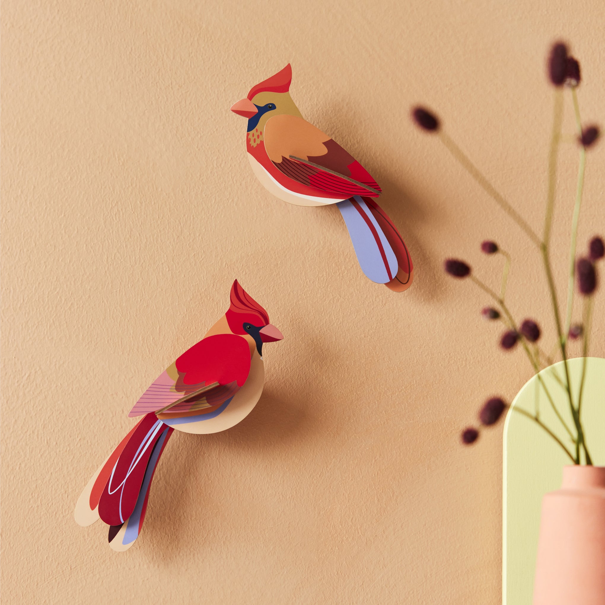 Cardinal DIY Wall Art Kit - Recycled Cardboard Bird Decor