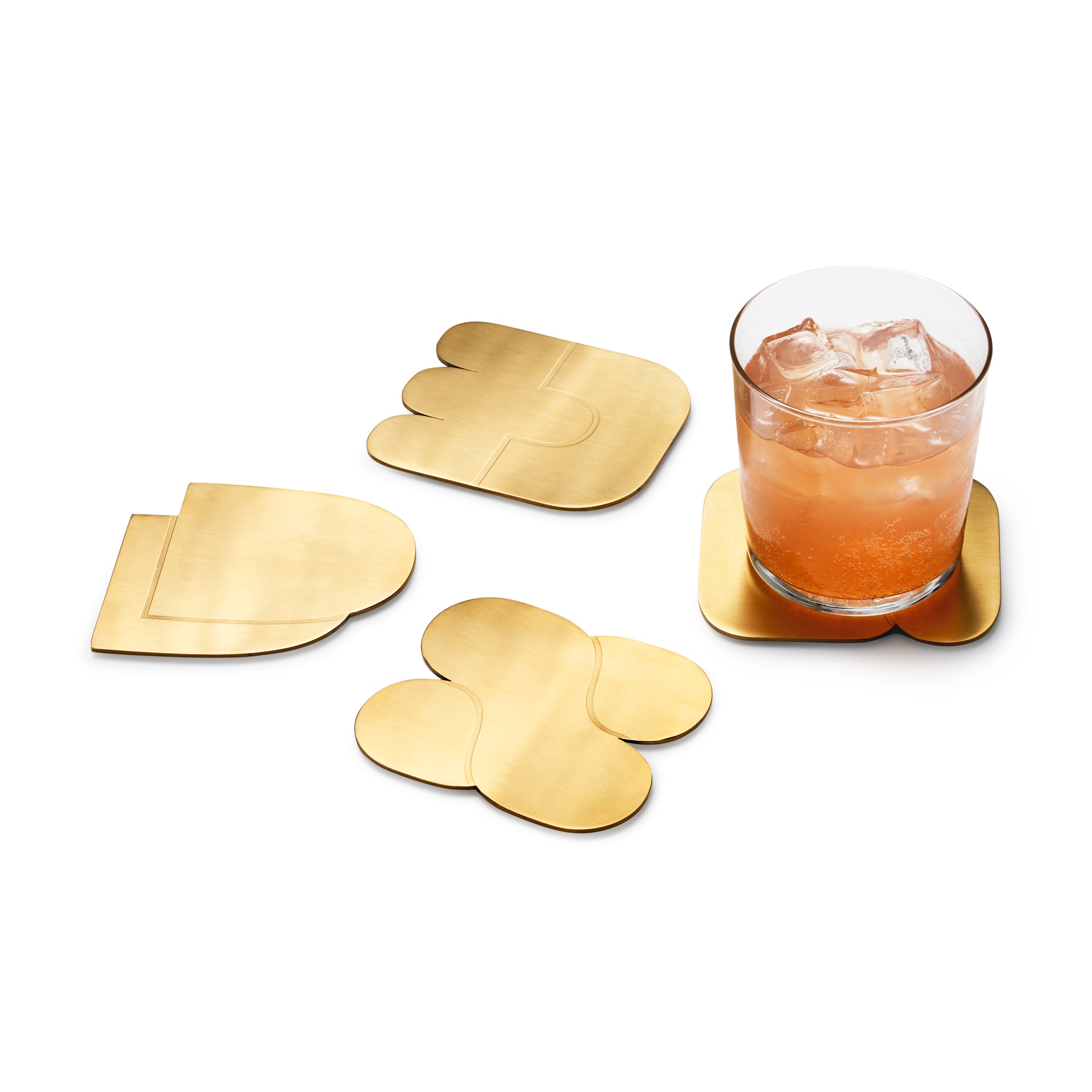 Brass-Plated Metal Coasters Set of 4 - Designer Dan Covert