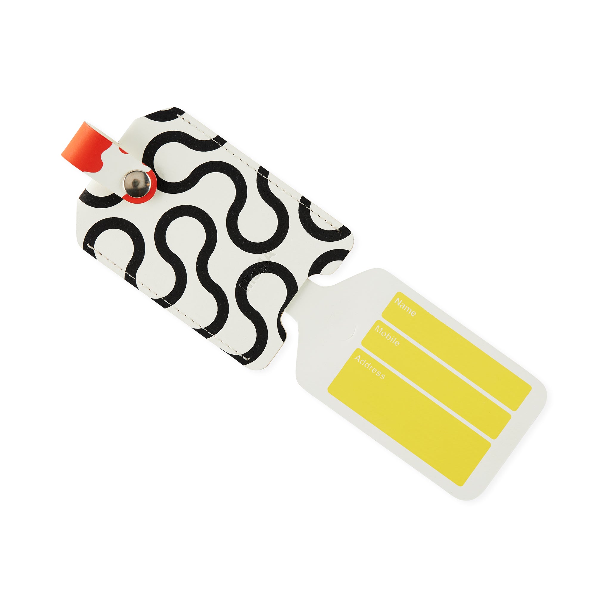 Dusen Dusen Recycled Leather Luggage Tag with Bold Graphic Pattern
