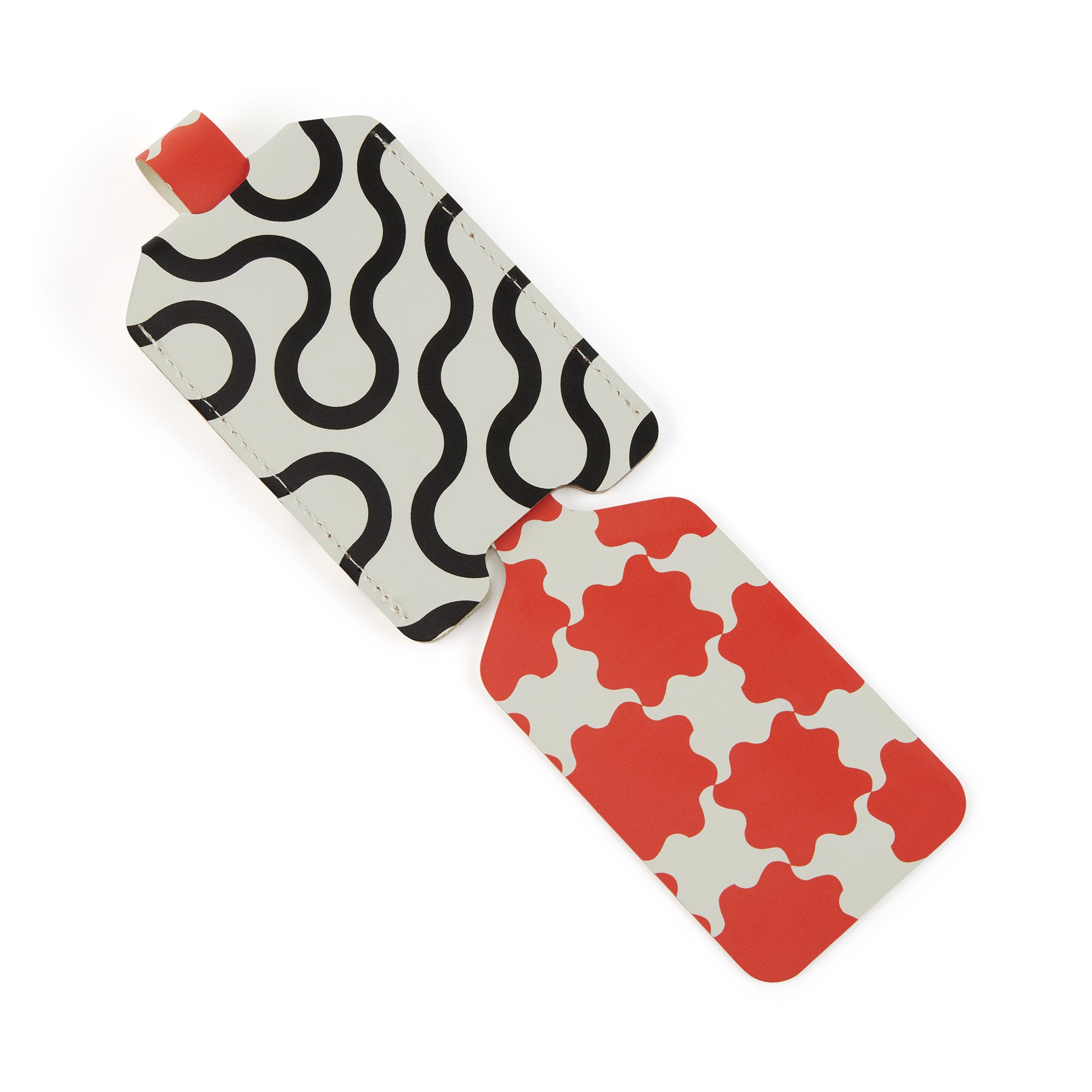 Dusen Dusen Recycled Leather Luggage Tag with Bold Graphic Pattern