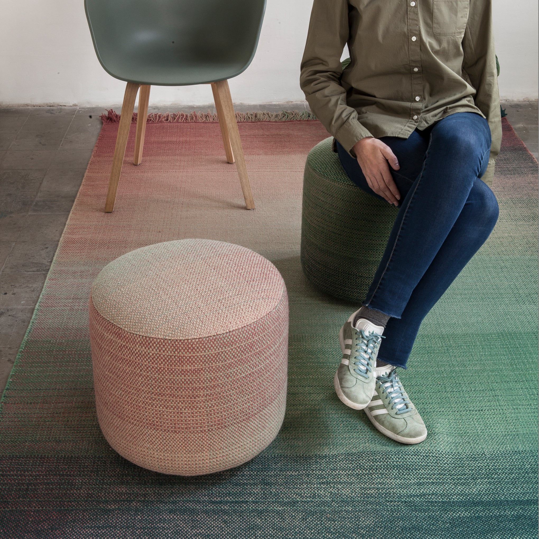Nanimarquina Shade Wool Pouf Stool - Gradient Red Multi