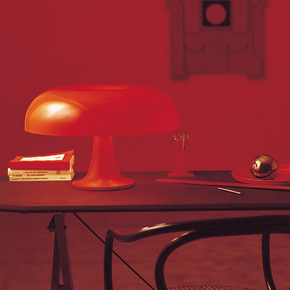 Artemide Nesso Table Lamp - White Space-Age Design, 13.5"
