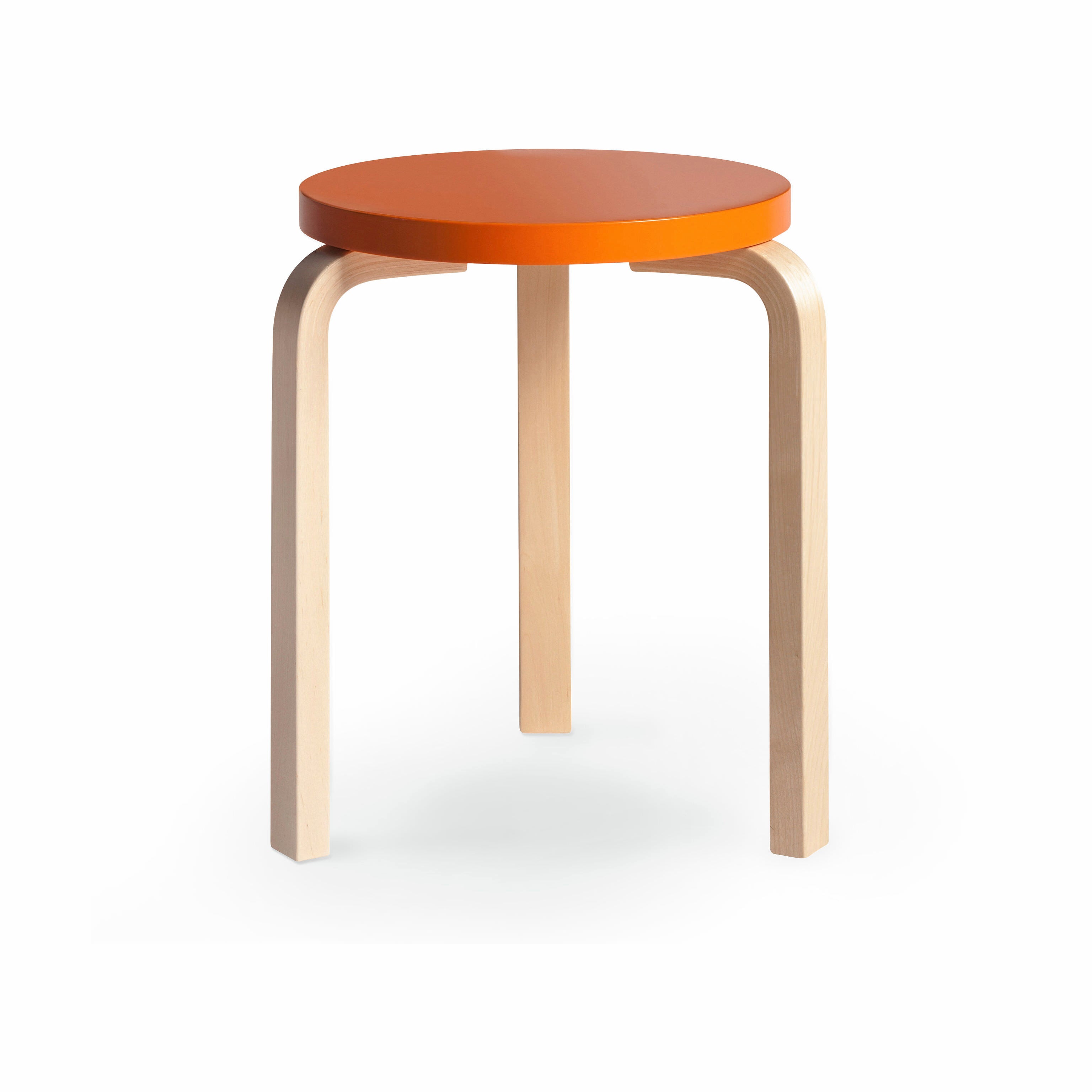 Artek Aalto Stool 60 - Orange Stacking Chair by Alvar Aalto