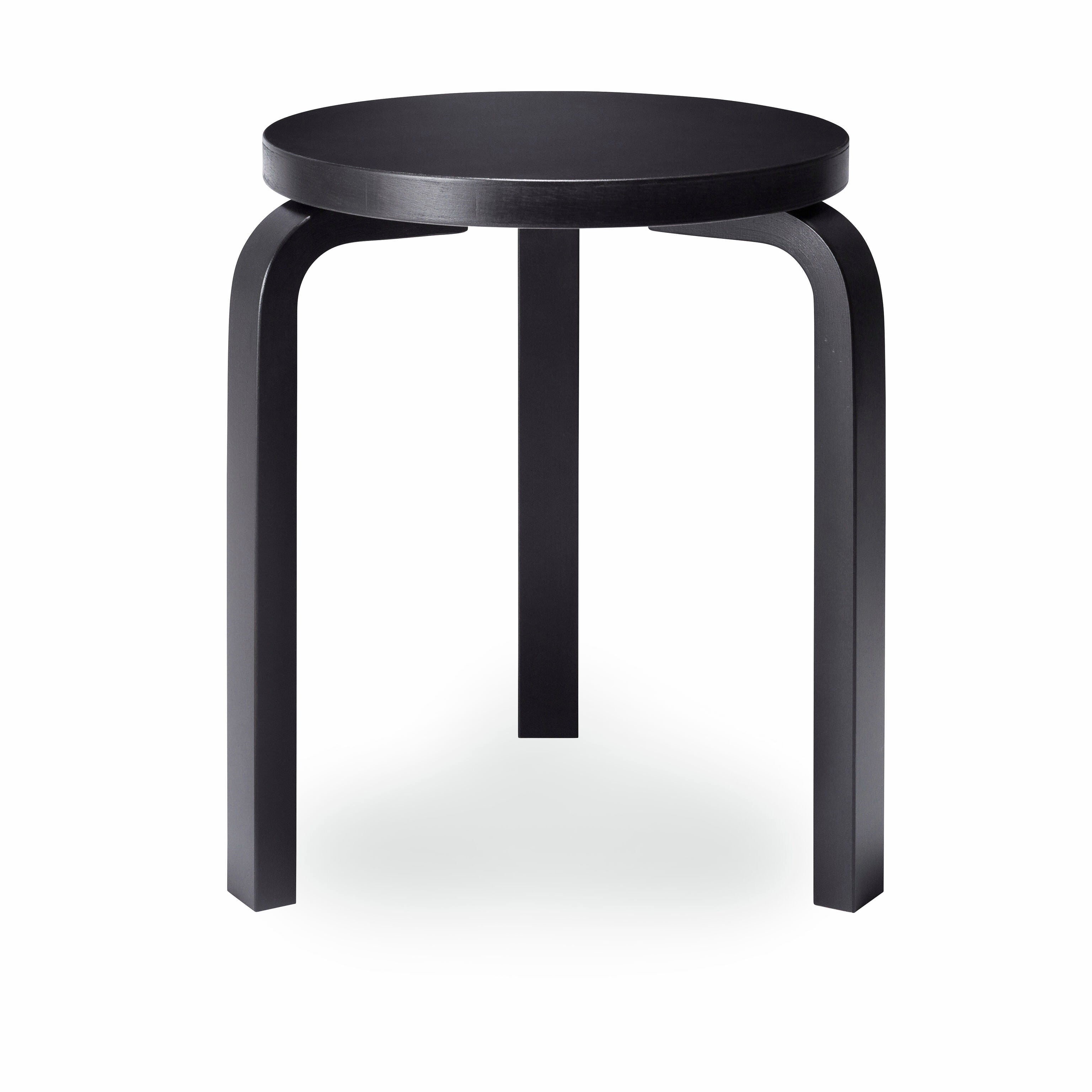 Artek Aalto Stool 60 - Black Stacking Stool with L-Shaped Legs