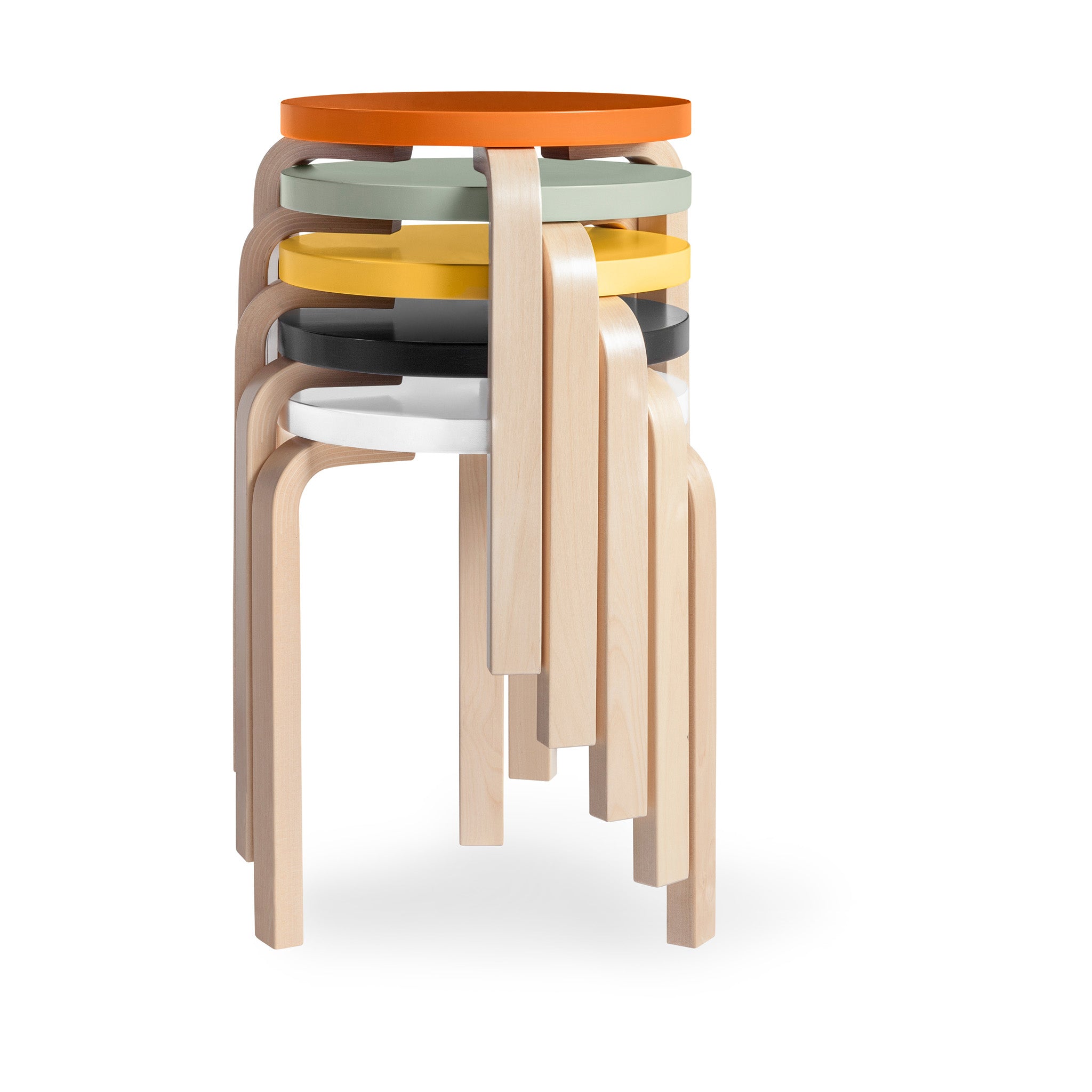 Artek Aalto Stool 60 - Black Stacking Stool with L-Shaped Legs