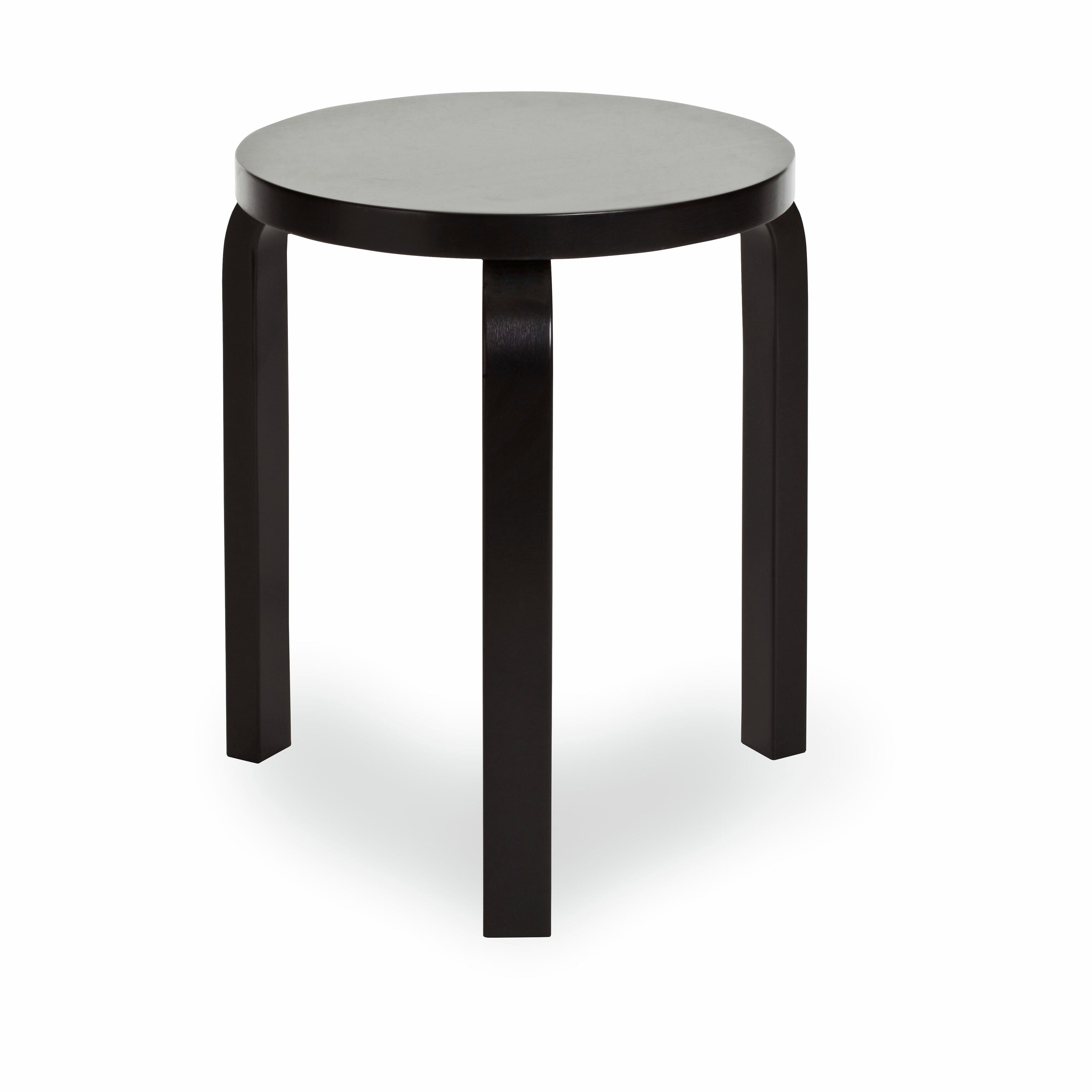 Artek Aalto Stool 60 - Black Stacking Stool with L-Shaped Legs