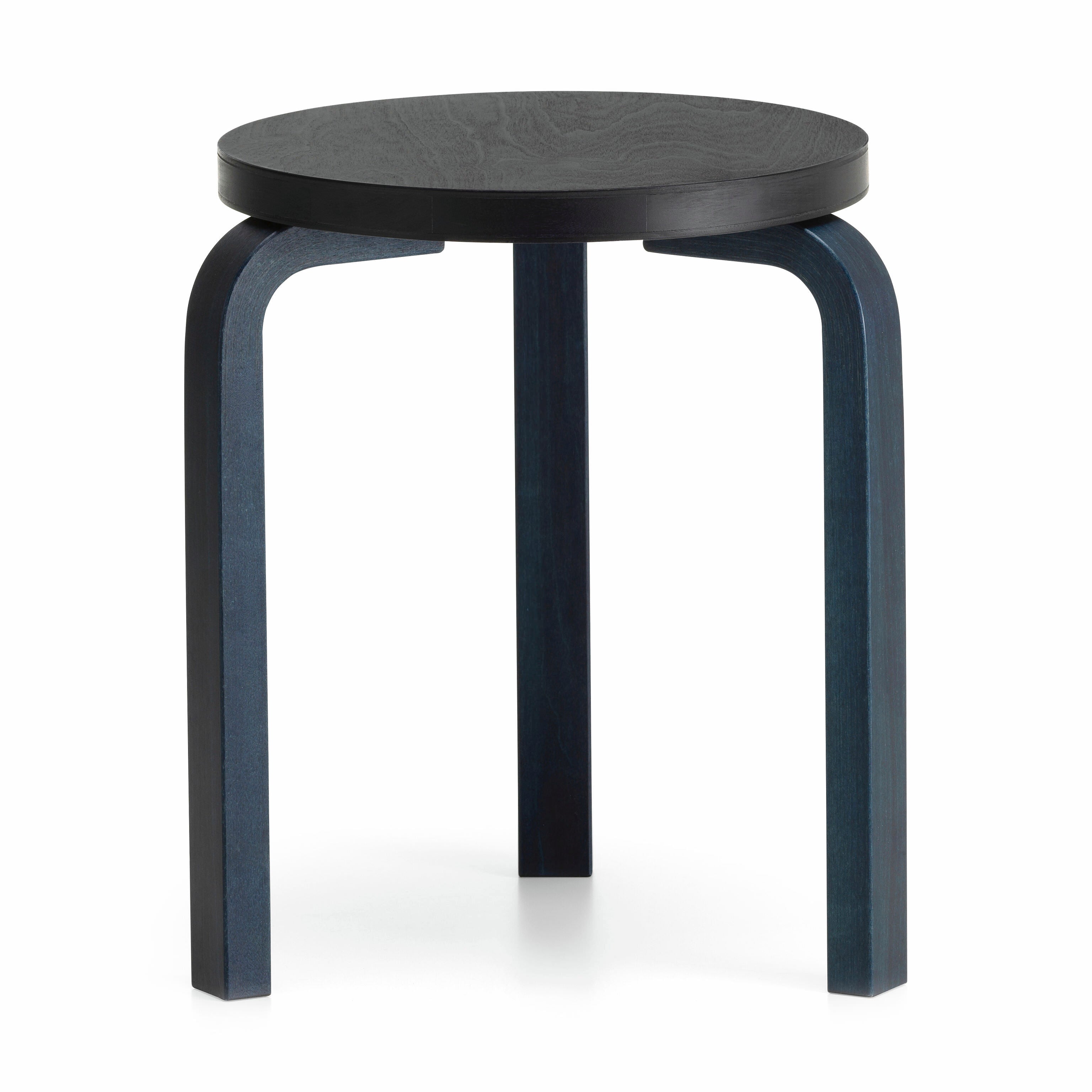 Artek Aalto Stool 60 - Black Stacking Stool with L-Shaped Legs