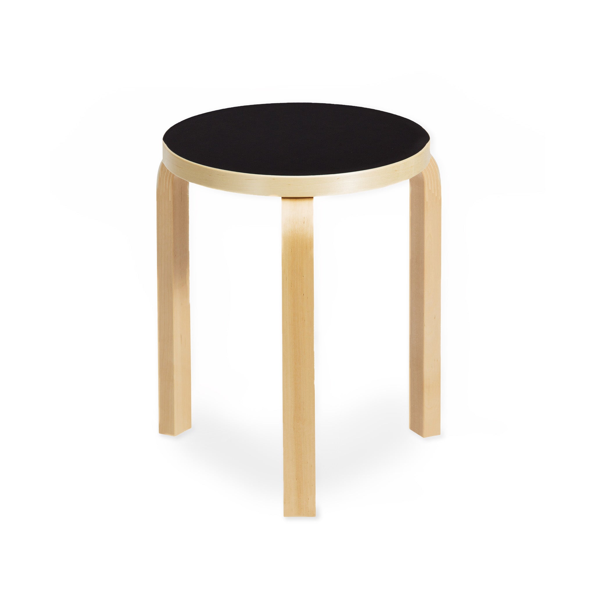 Artek Aalto Stool 60 - Black Stacking Stool with L-Shaped Legs