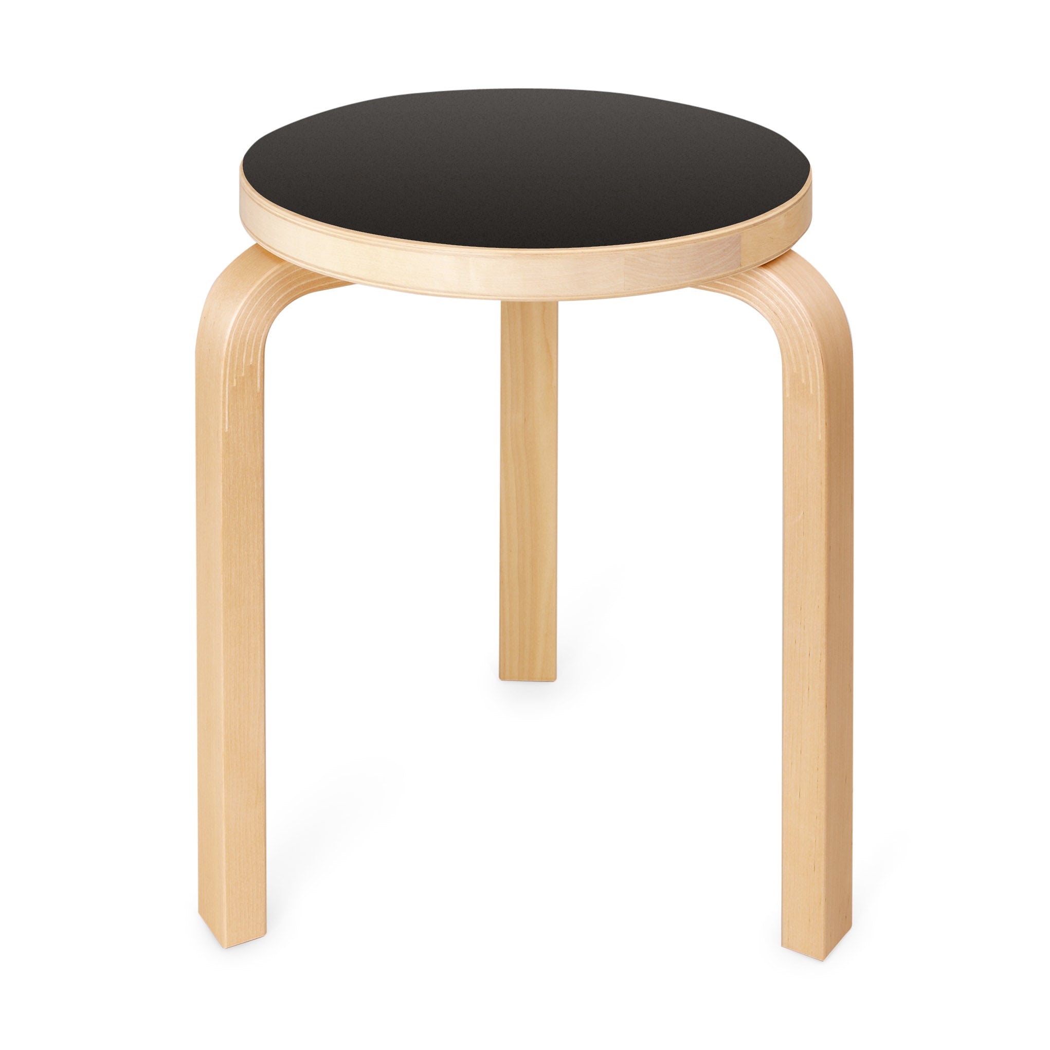 Artek Aalto Stool 60 - Black Stacking Stool with L-Shaped Legs