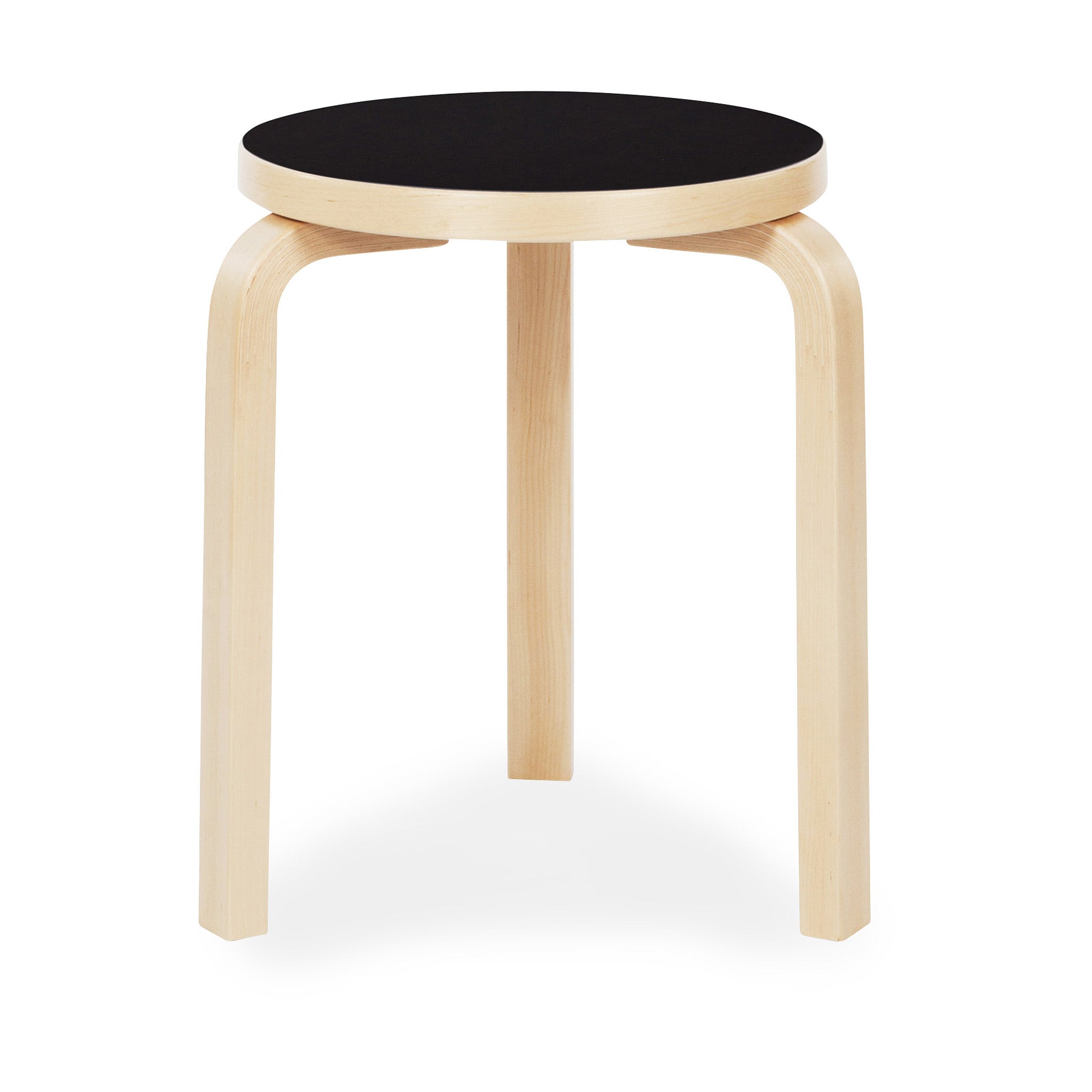 Artek Aalto Stool 60 - Black Stacking Stool with L-Shaped Legs