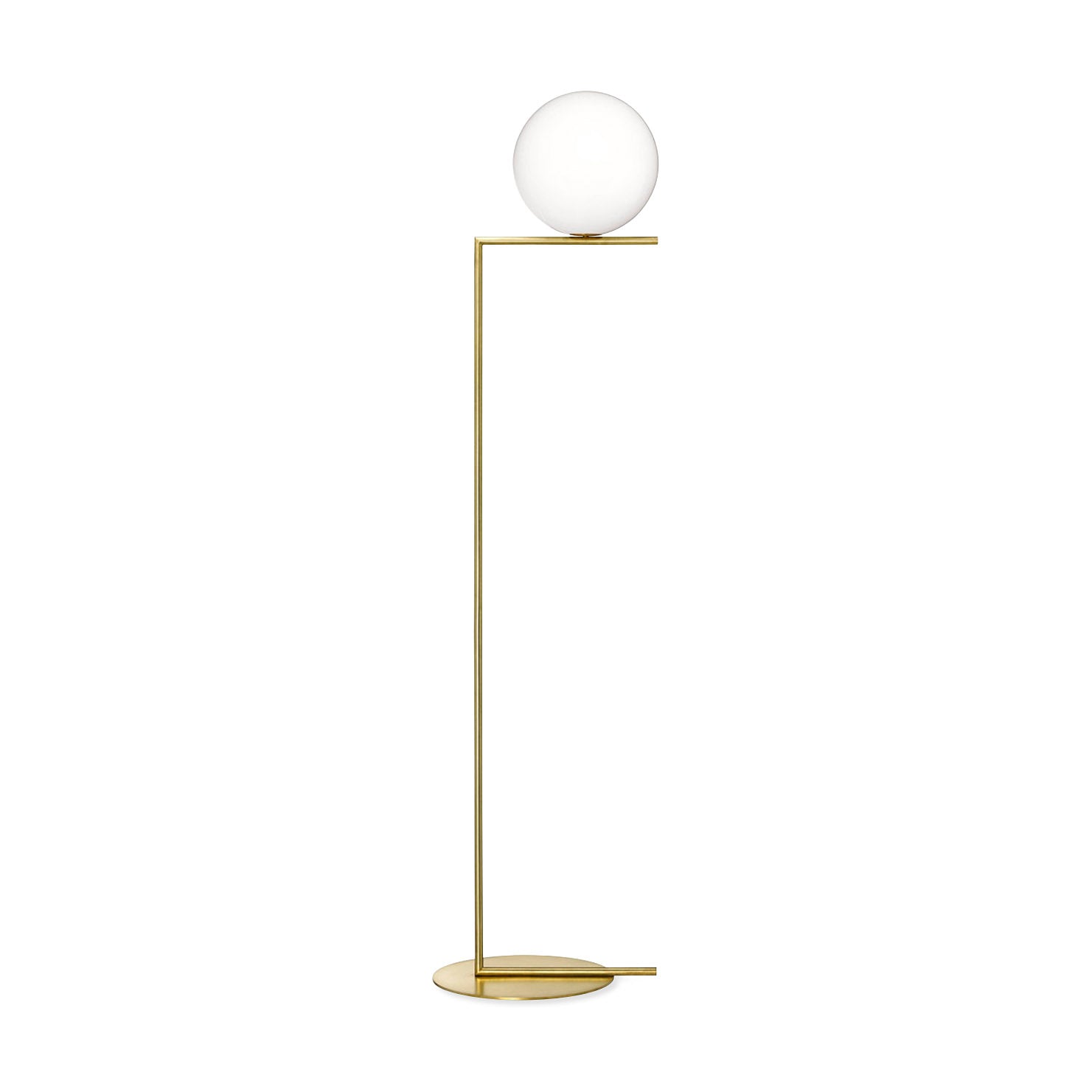 Flos IC F1 Brass Floor Lamp with Opaline Glass Diffuser