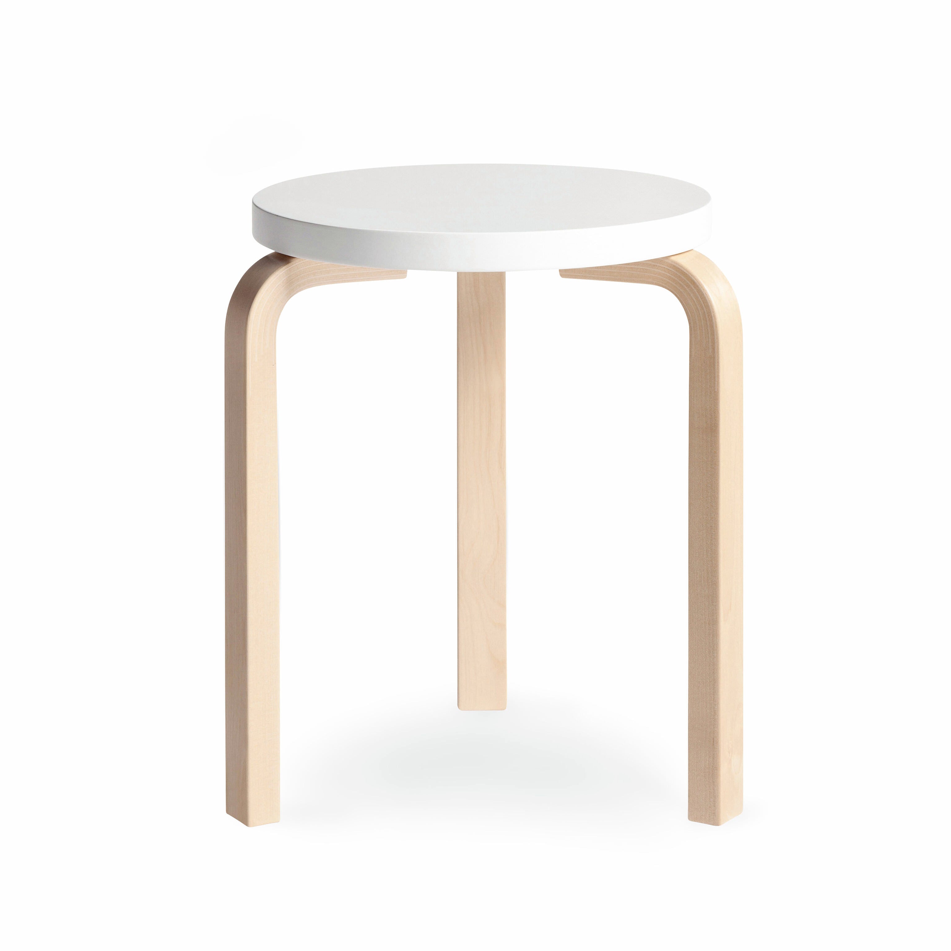 Artek Aalto Stool 60 - White Stacking Birch Chair - MoMA Design