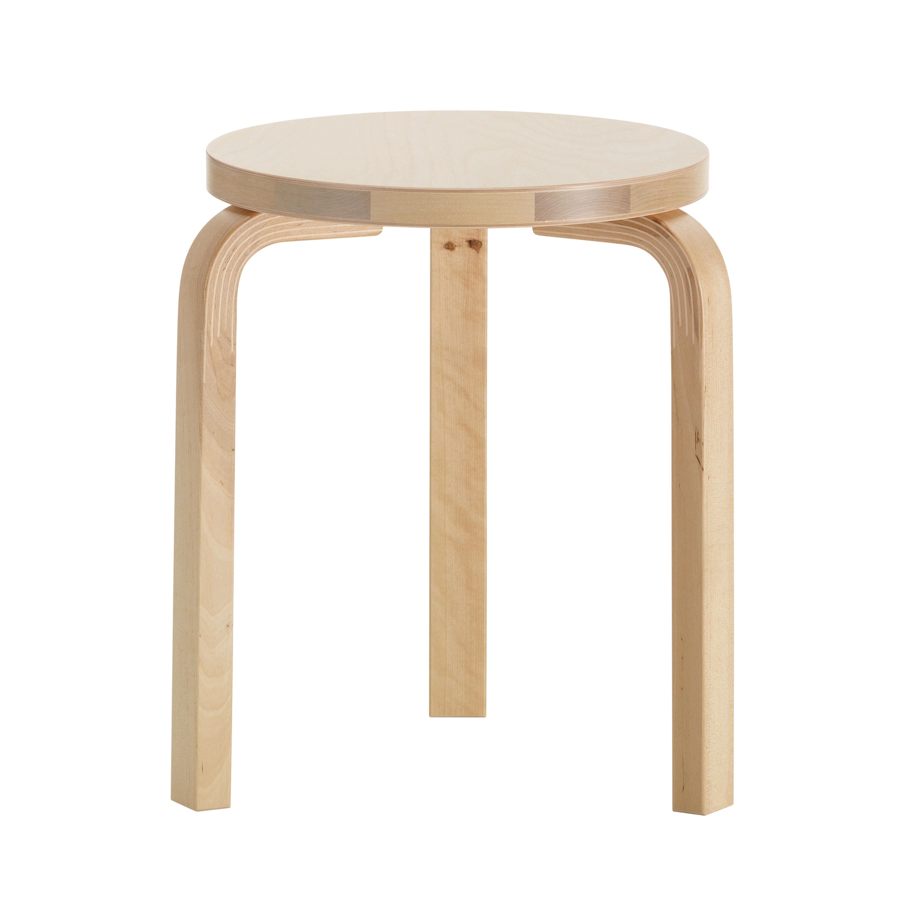 Artek Aalto Stool 60 - Birch Stacking Stool with L-Shaped Legs