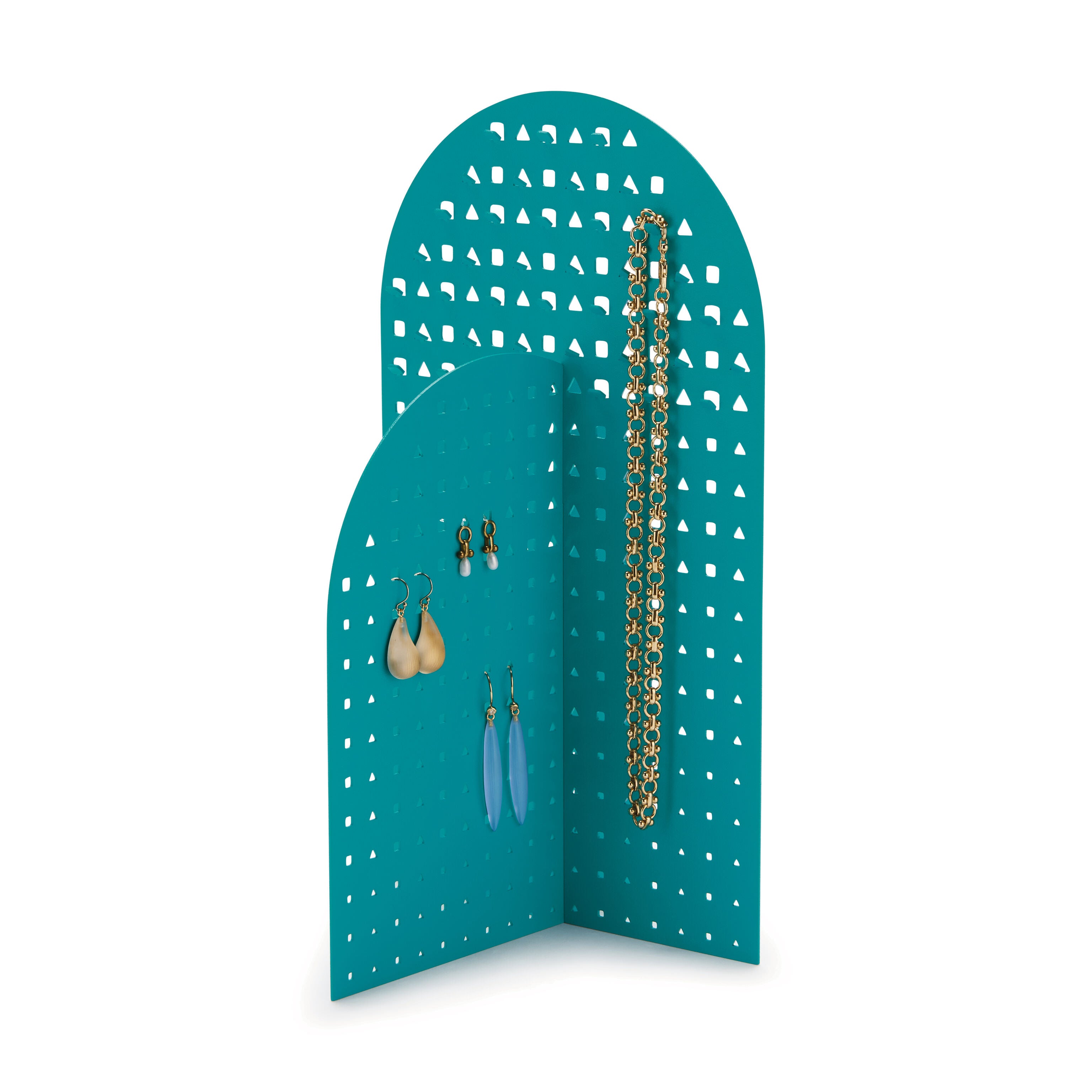 Modern Teal Jewelry Stand with Geometric Design - MoMA Exclusive