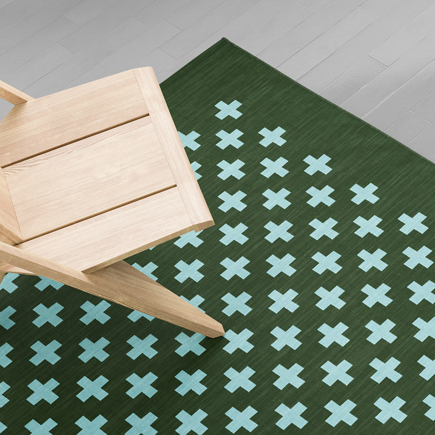 Maharam Alexander Girard Cotton Rug - Olive Aqua Mid-Century Design