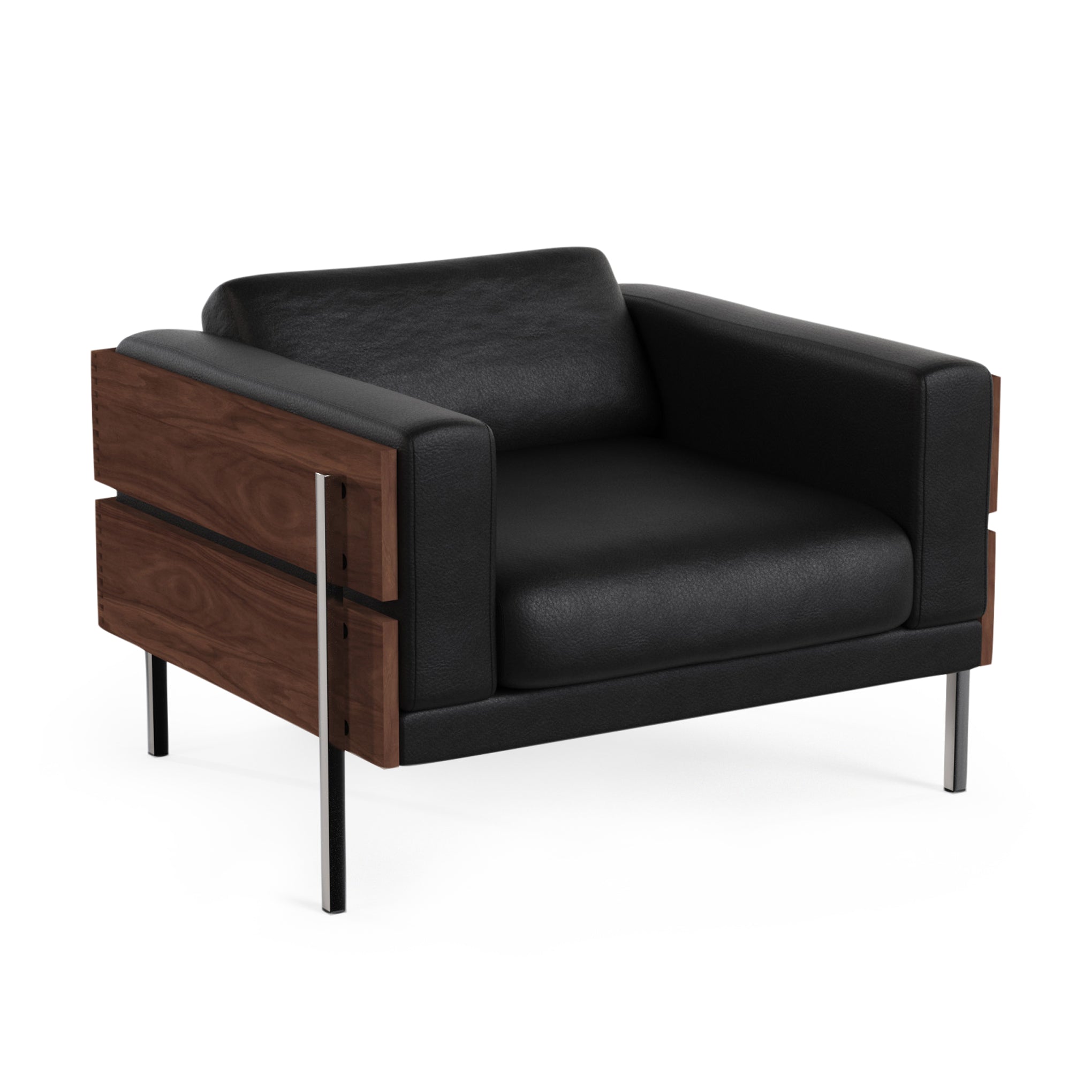 Robin Day Forum Mid-Century Modern Leather Armchair - Walnut Frame