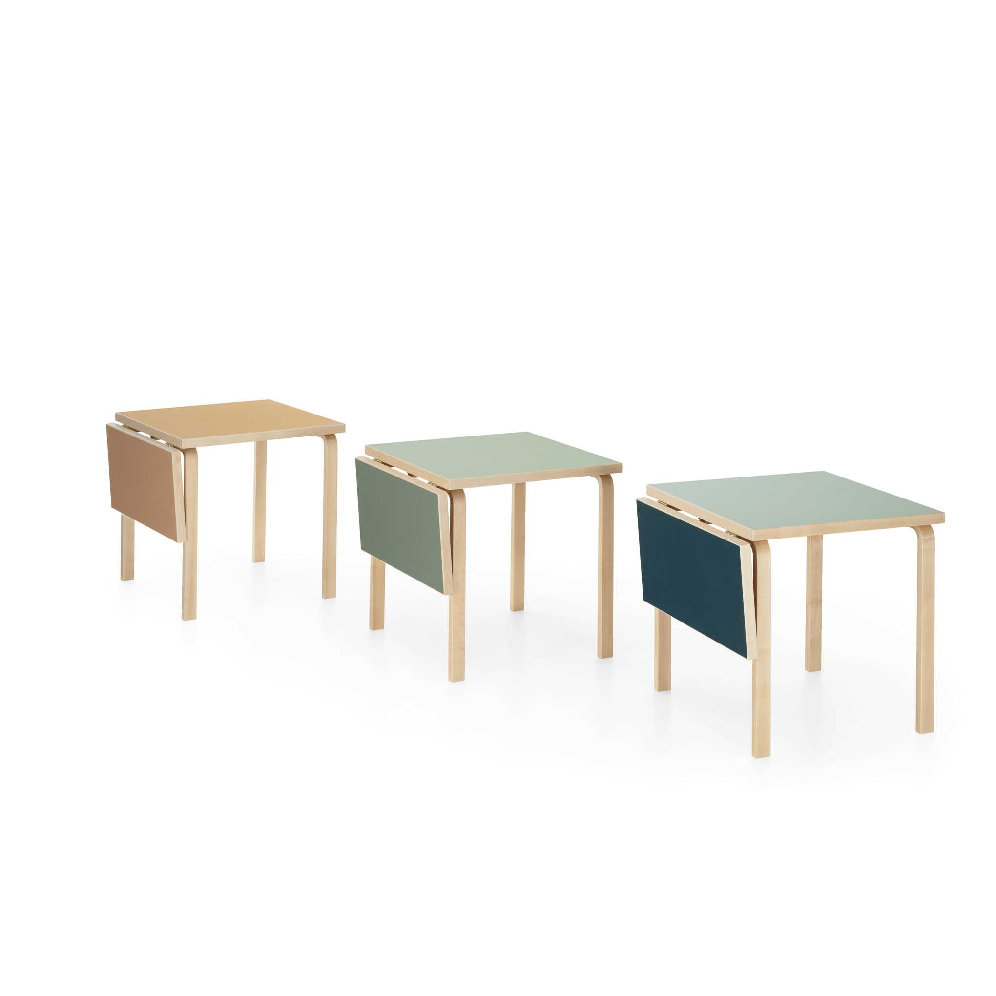 Artek Alvar Aalto Drop-Leaf Table in Birch Wood - Two-Tone Blue