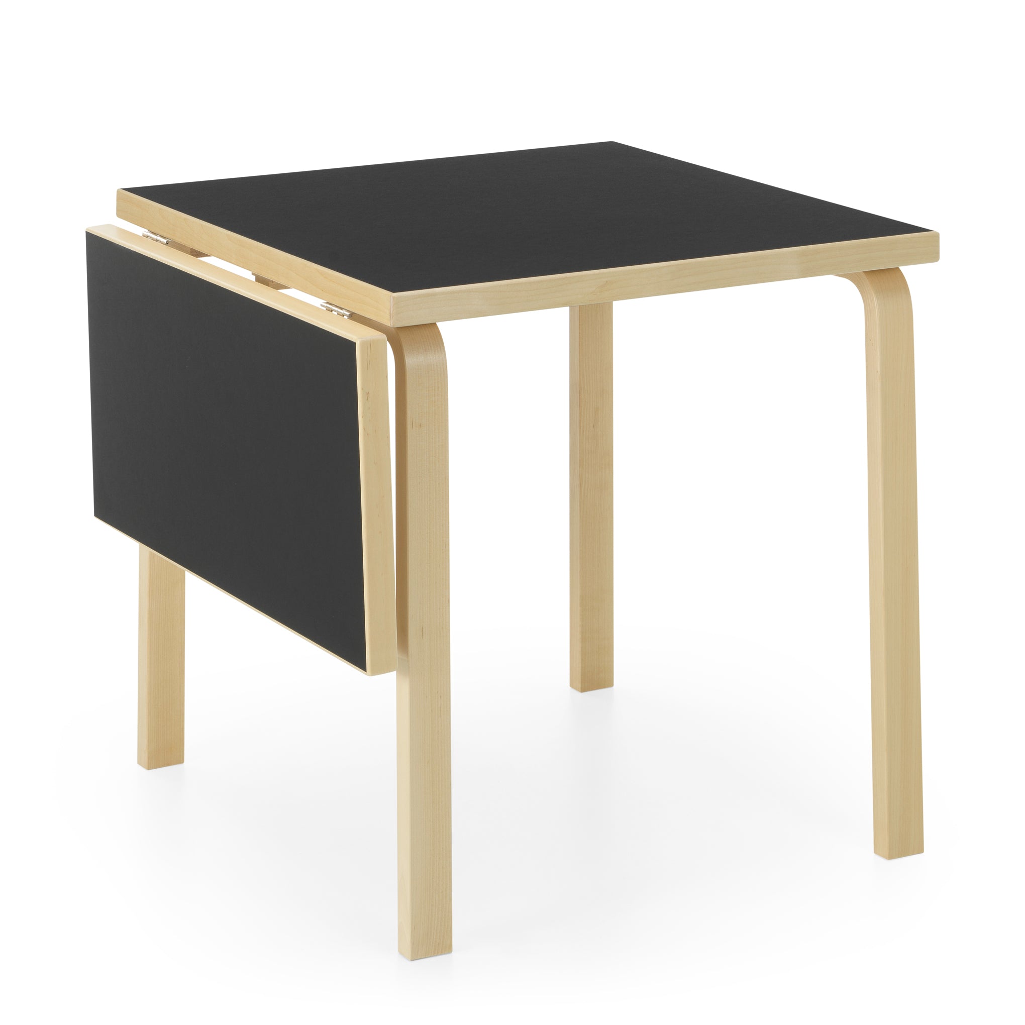 Artek Alvar Aalto Drop-Leaf Table - Black Linoleum Extendable Dining Table