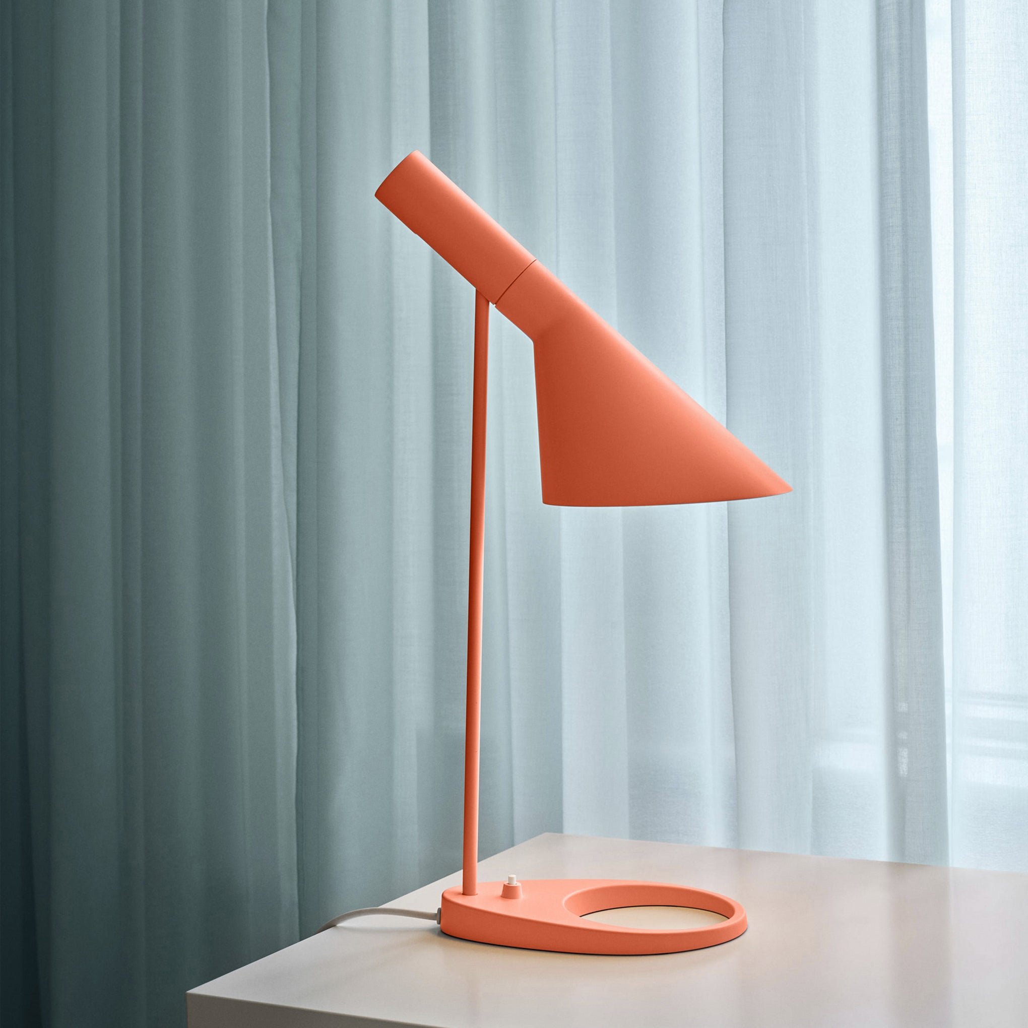 Arne Jacobsen AJ Mini Table Lamp - Mid-Century Modern Design, Electric Orange