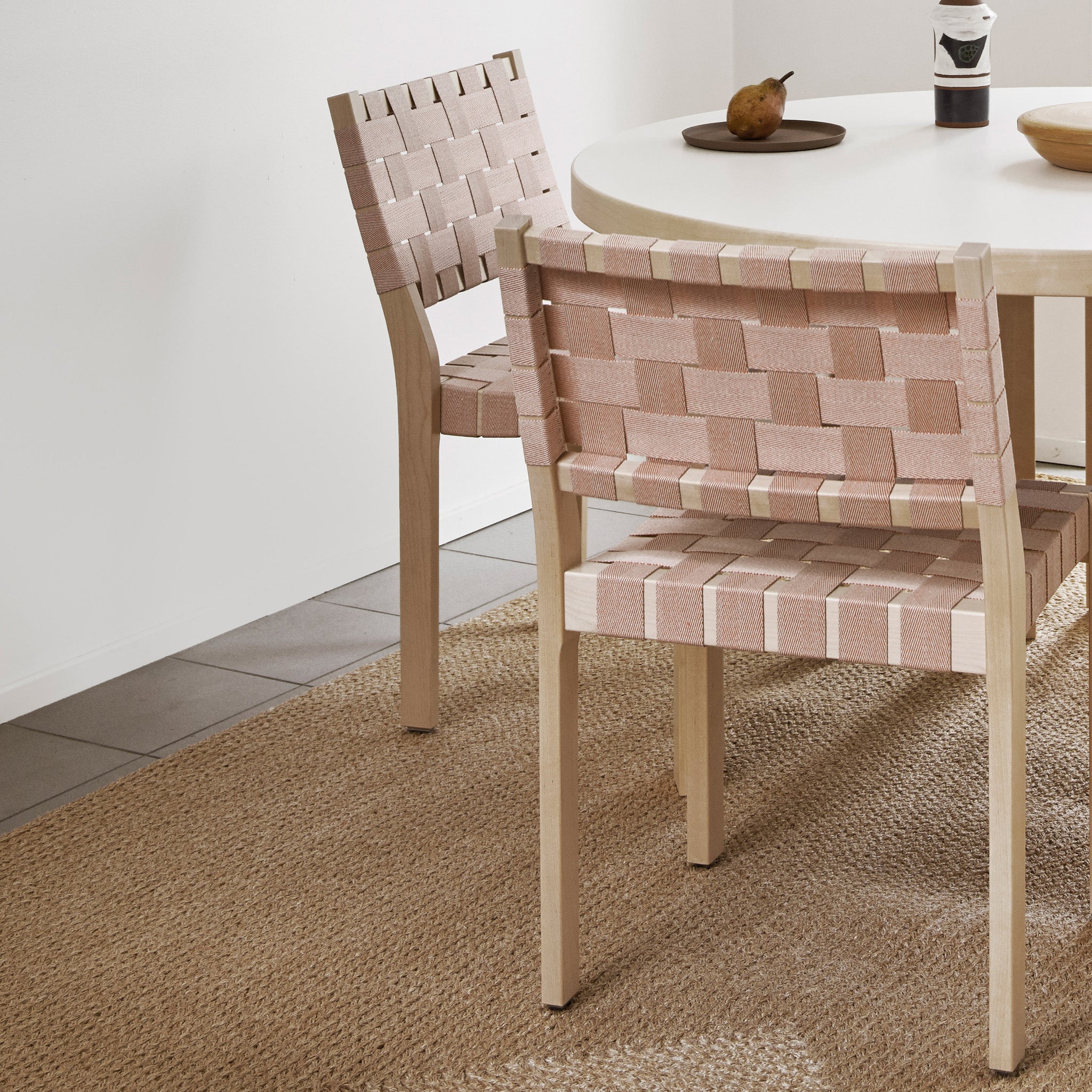 Artek Aalto 611 Stackable Chair - Light Grey Linen