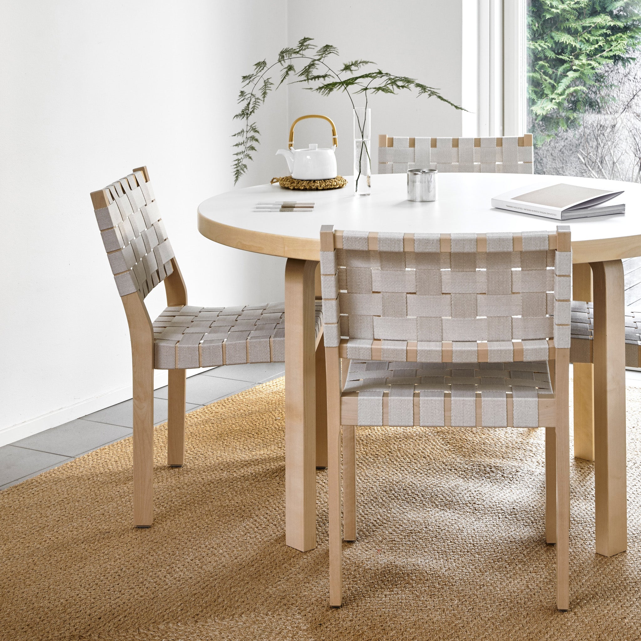 Artek Aalto 611 Stackable Chair - Light Grey Linen
