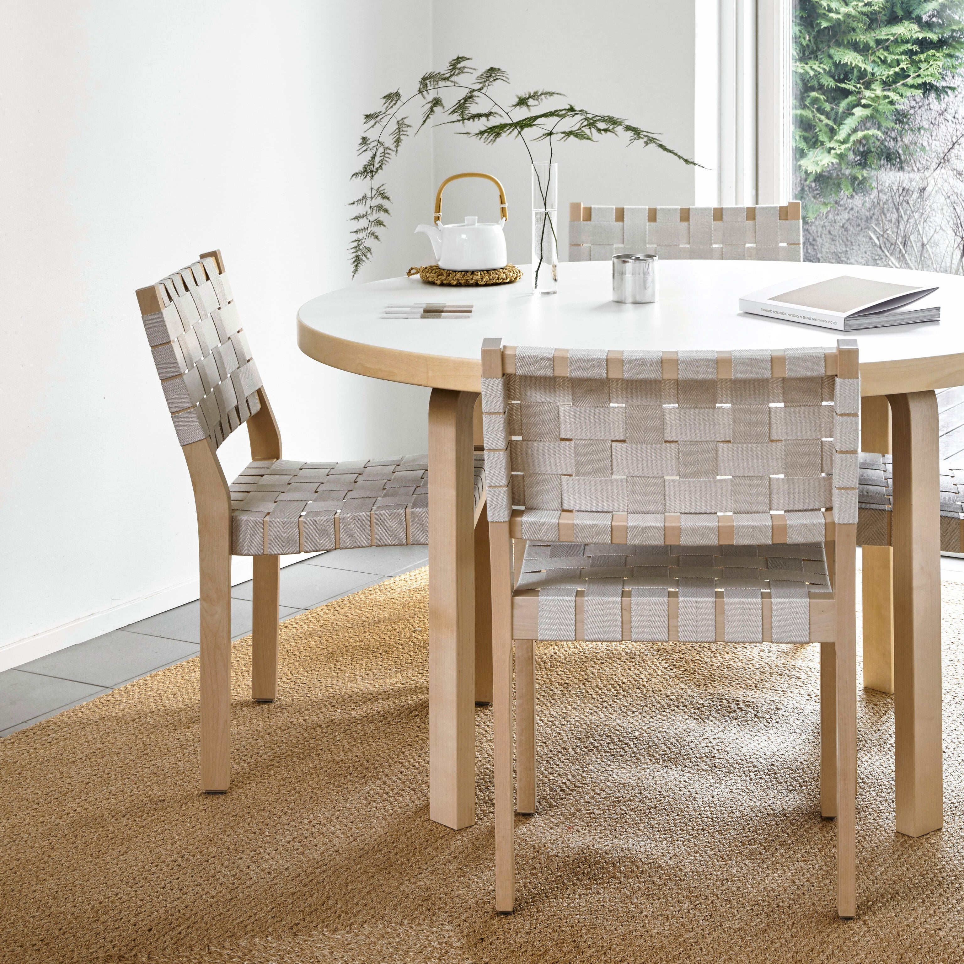 Artek Aalto 611 Stackable Chair - Light Grey Linen