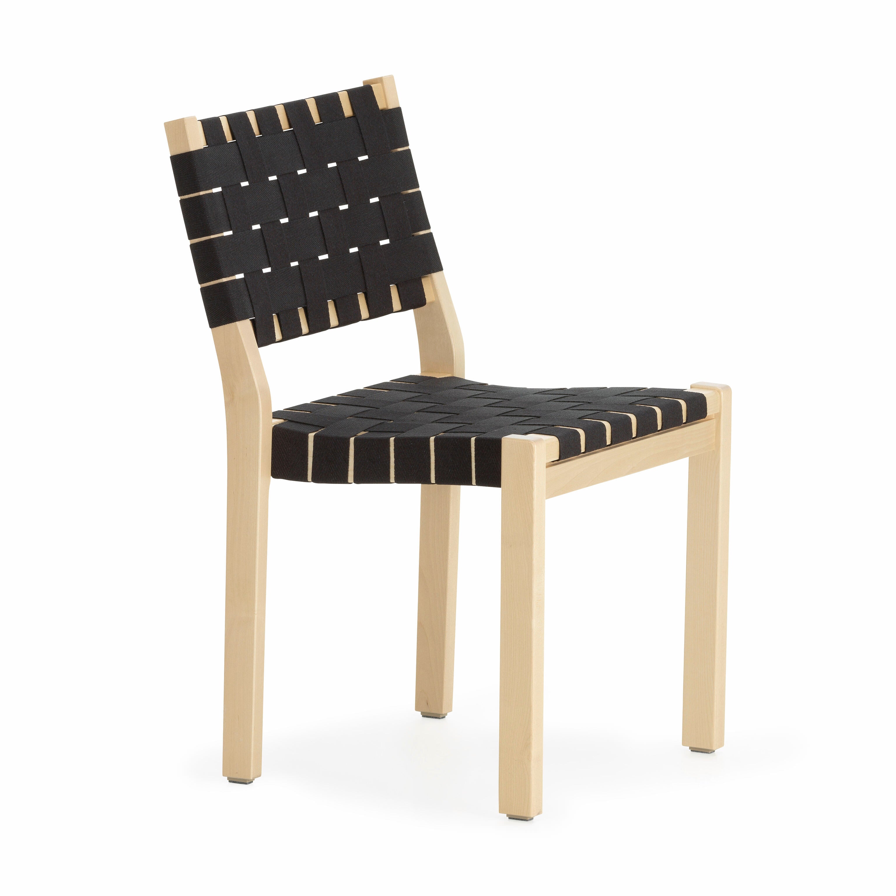 Artek Aalto 611 Stackable Chair in Black - Linen Woven Seat
