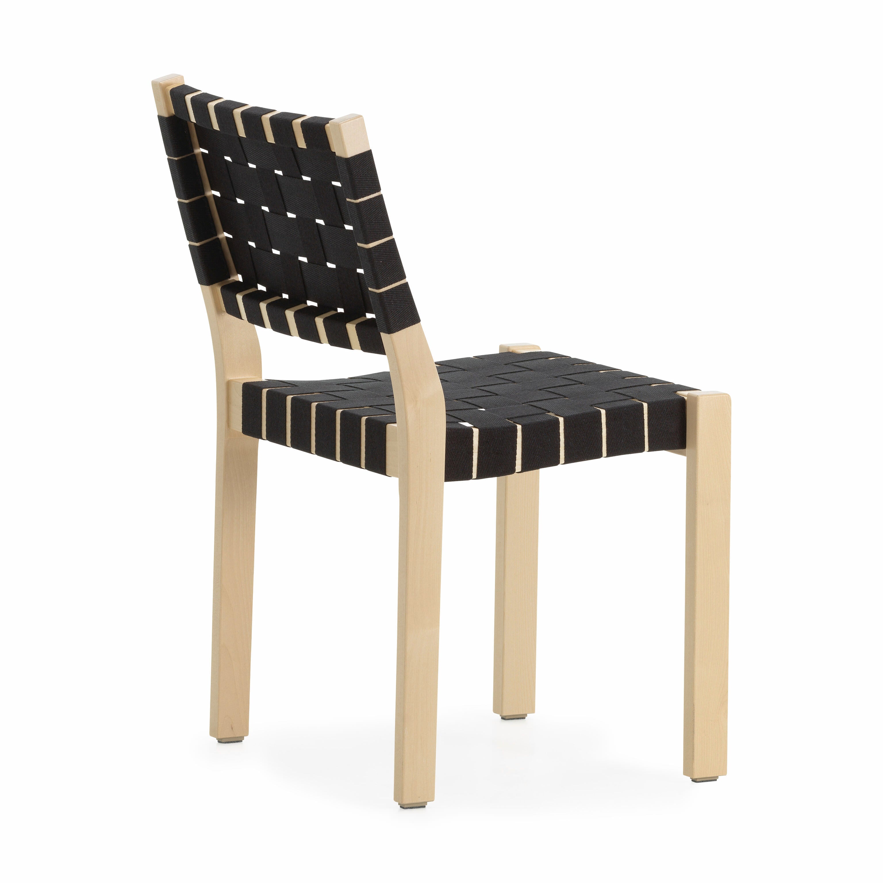 Artek Aalto 611 Stackable Chair in Black - Linen Woven Seat