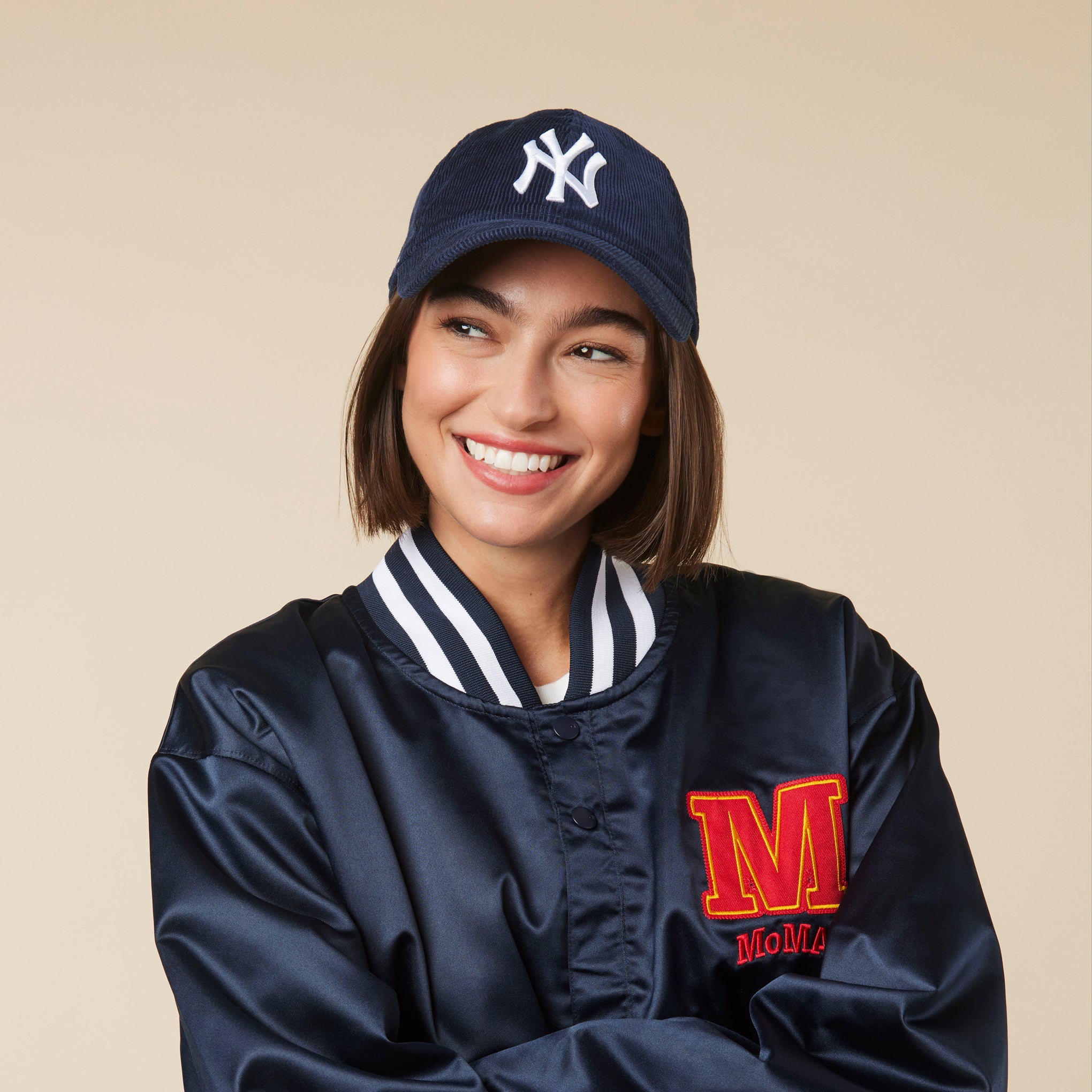 MoMA Yankees Corduroy Baseball Cap - Adjustable Navy Hat