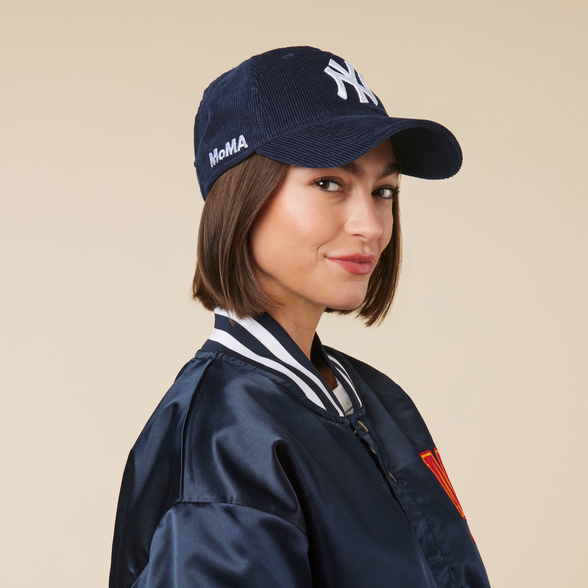 MoMA Yankees Corduroy Baseball Cap - Adjustable Navy Hat
