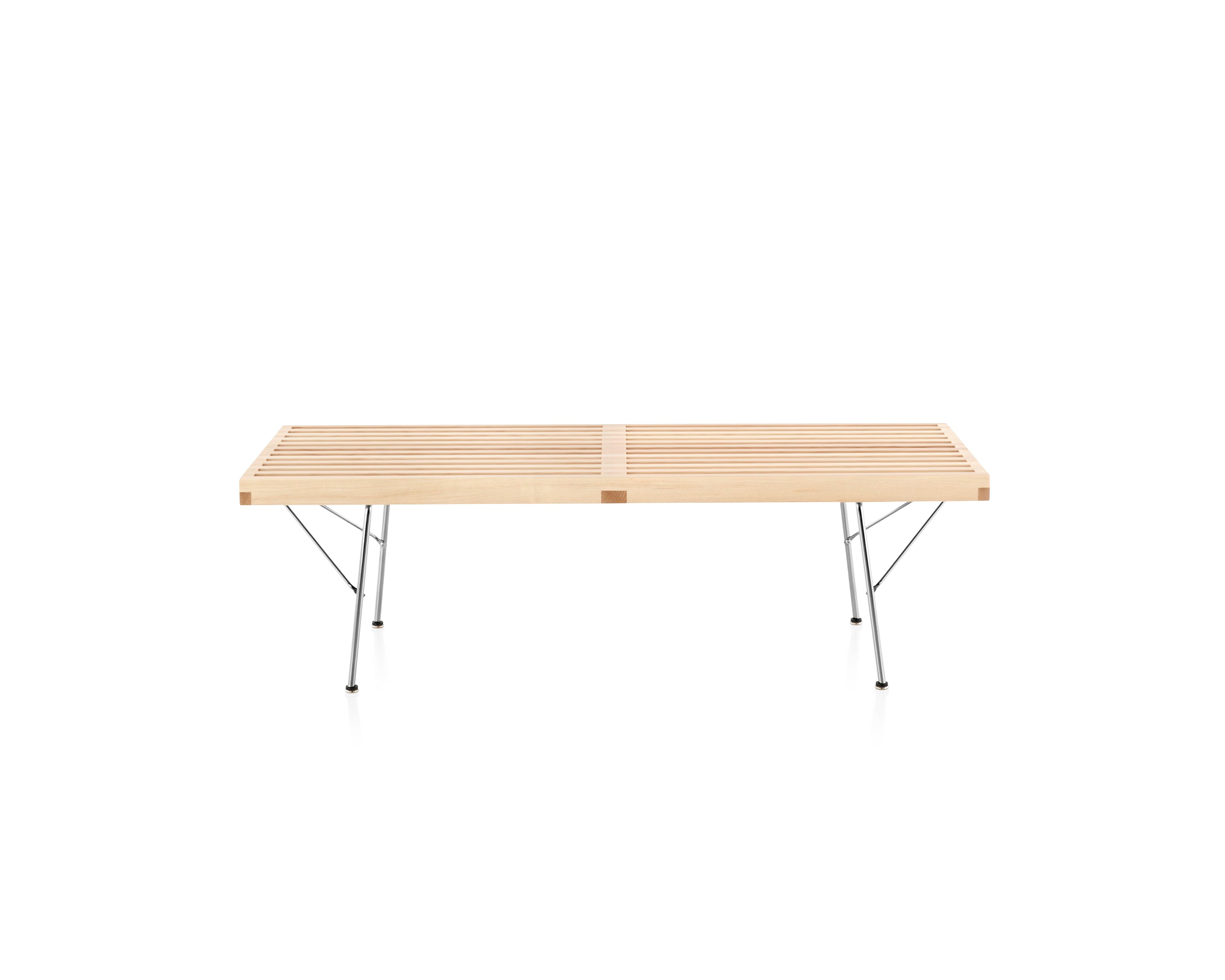 Herman Miller Nelson Platform Bench - 60" Maple Wood & Chrome Metal