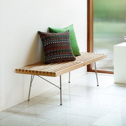 Herman Miller Nelson Platform Bench - 60" Maple Wood & Chrome Metal