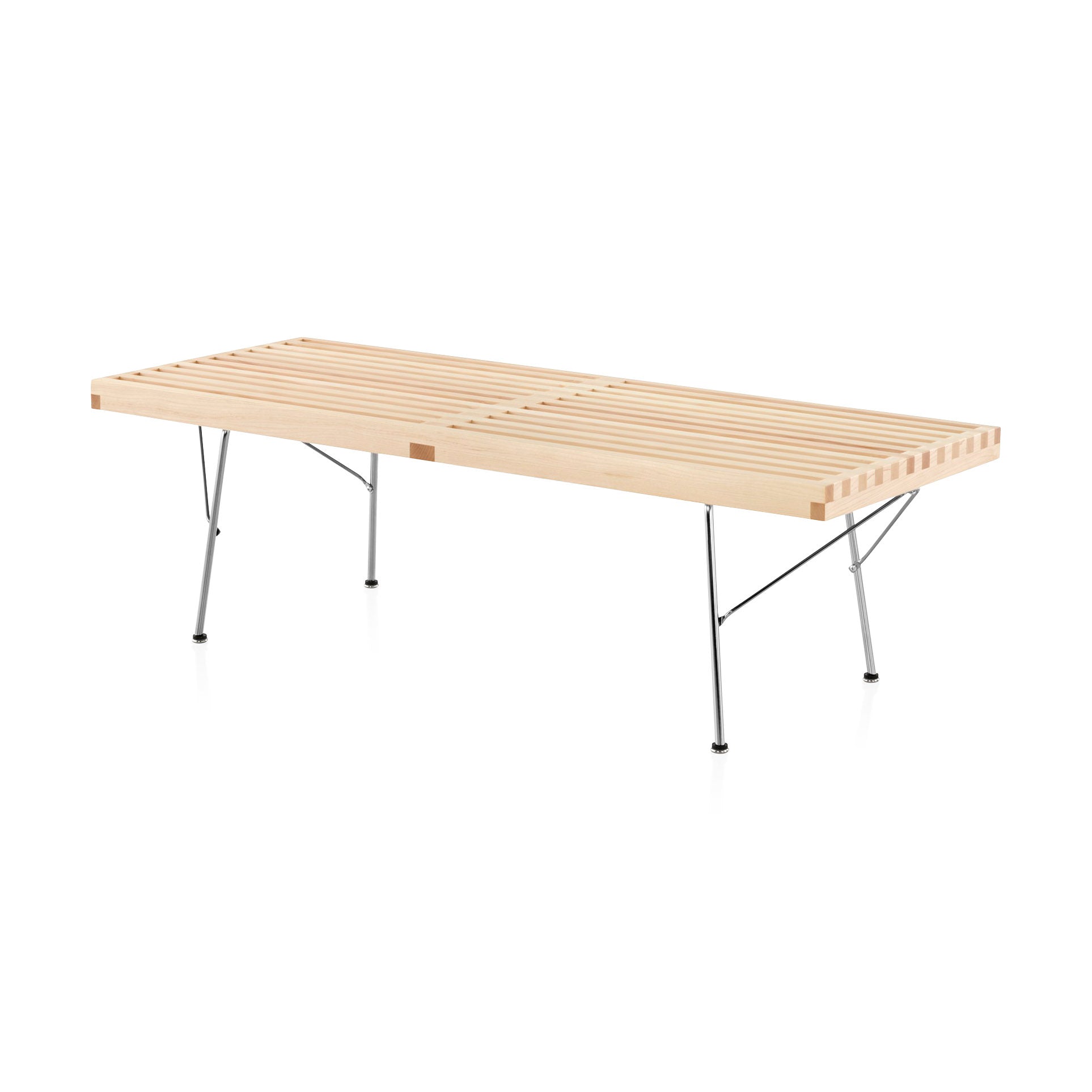 Herman Miller Nelson Platform Bench - 60" Maple Wood & Chrome Metal