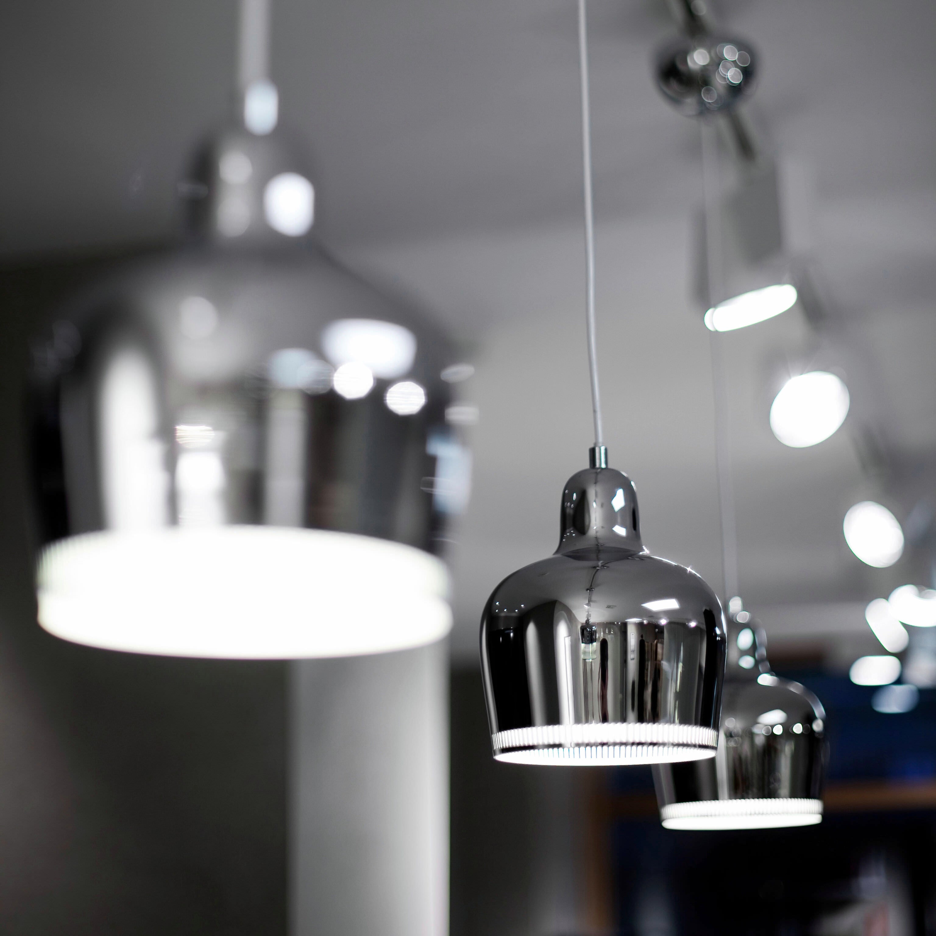Artek Aalto Golden Bell Pendant Light - Brass, 8" Chrome