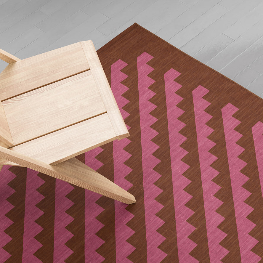 Maharam Alexander Girard Cotton Flatweave Rug - Ochre Magenta Mid-Century Design