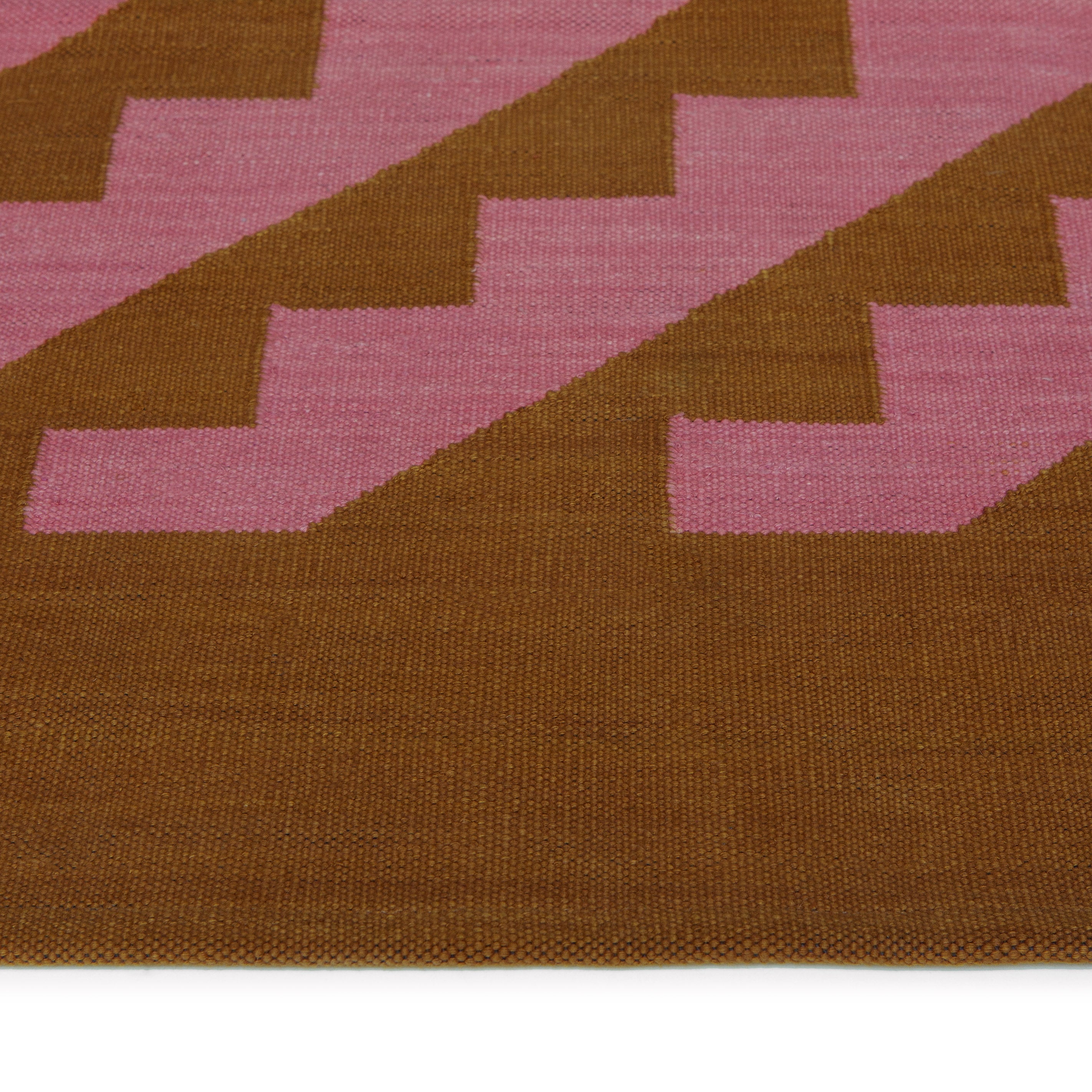 Maharam Alexander Girard Cotton Flatweave Rug - Ochre Magenta Mid-Century Design
