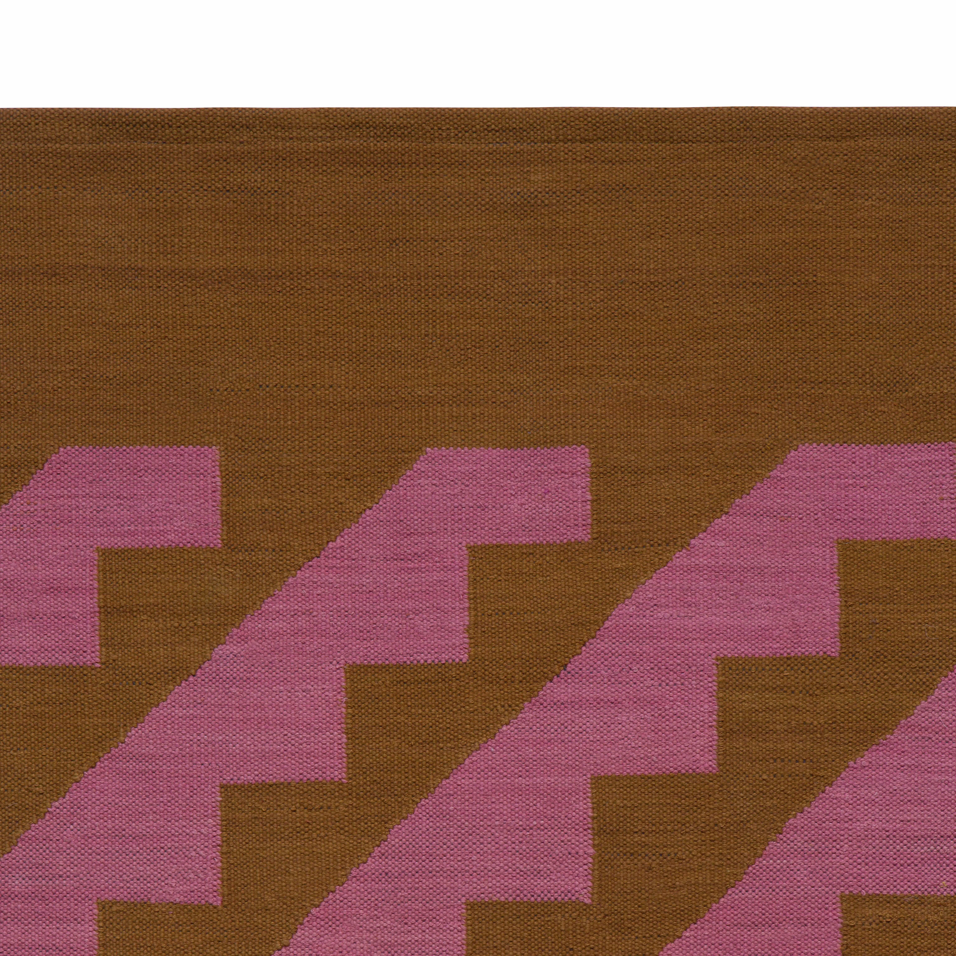 Maharam Alexander Girard Cotton Flatweave Rug - Ochre Magenta Mid-Century Design